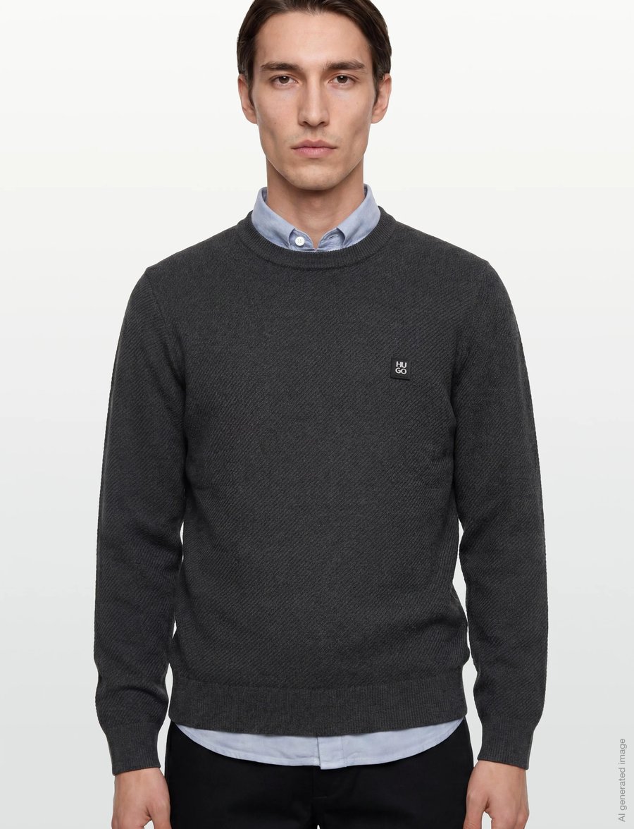 HUGO - Setal - adījumi ar apaļu kakla izgriezumu - medium grey - 3