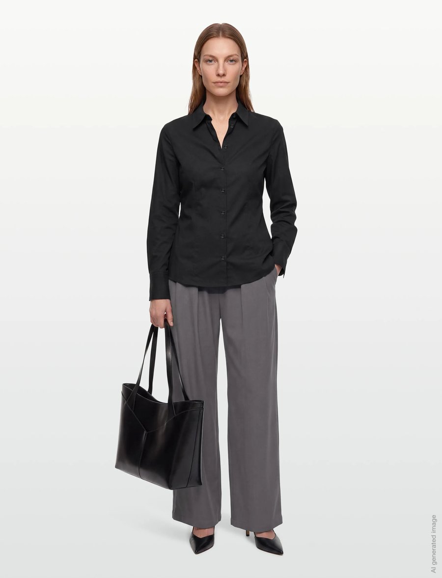 HUGO - The Fitted Shirt - langærmede skjorter - black - 0