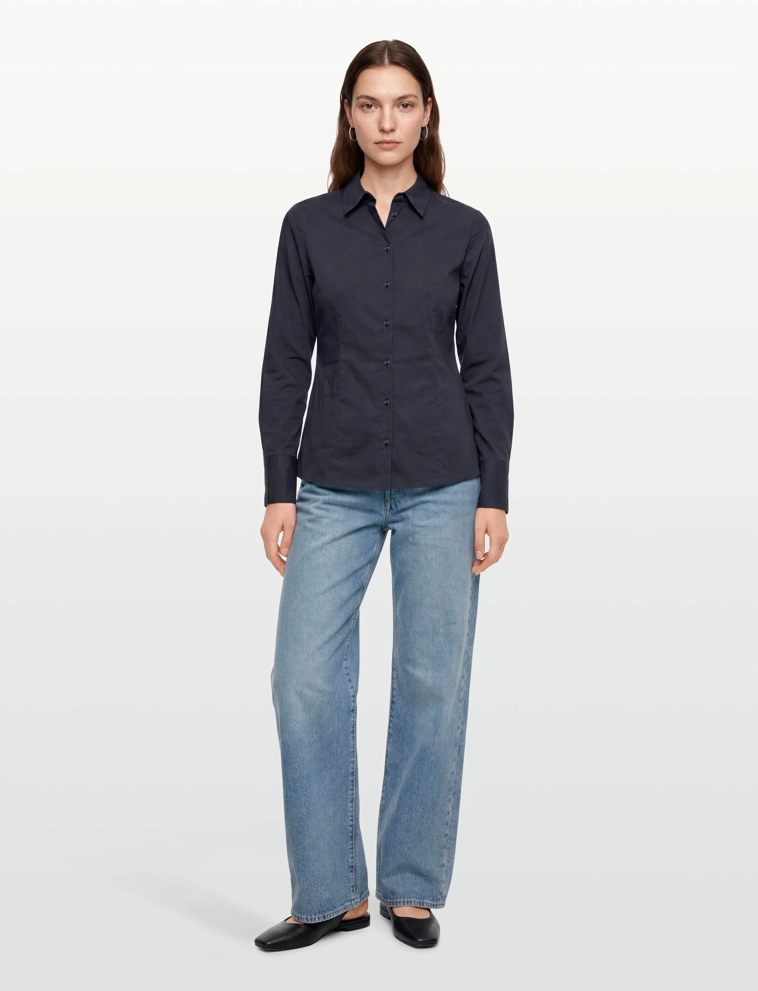 HUGO The Fitted Shirt, 36, Shirts, Marineblau - Long-sleeved, Frauen