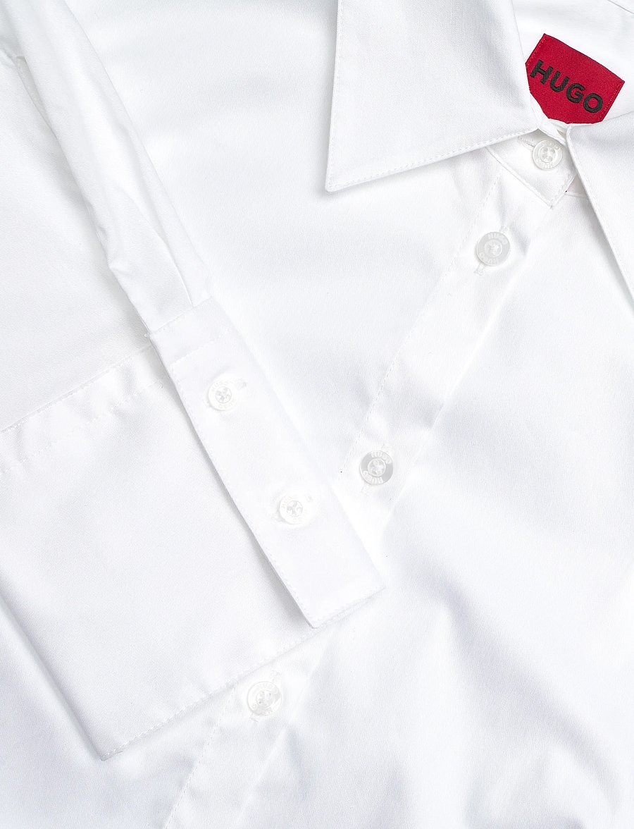 HUGO - The Fitted Shirt - pikkade varrukatega särgid - white - 2