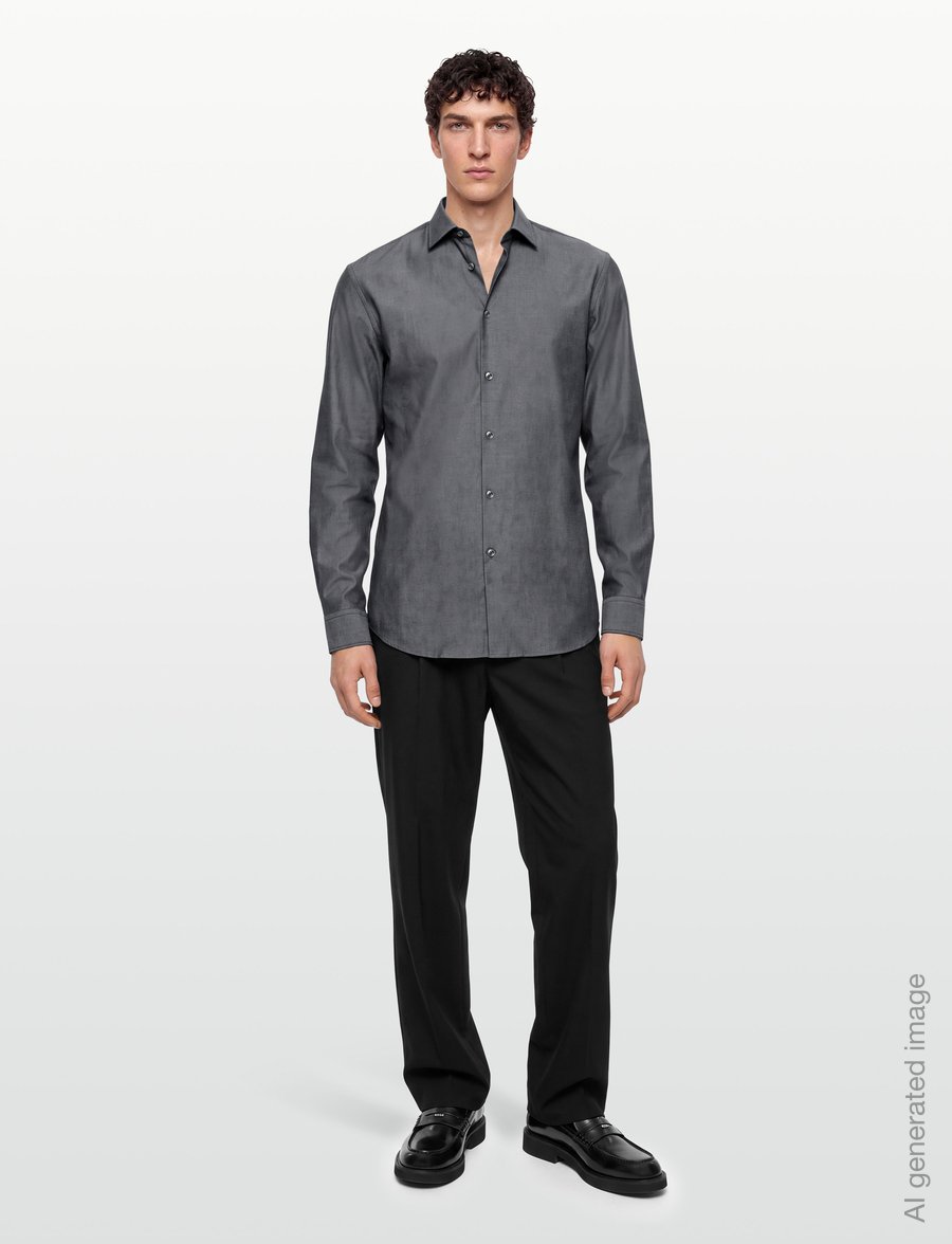HUGO - Kenno - gestreifte hemden - black - 0