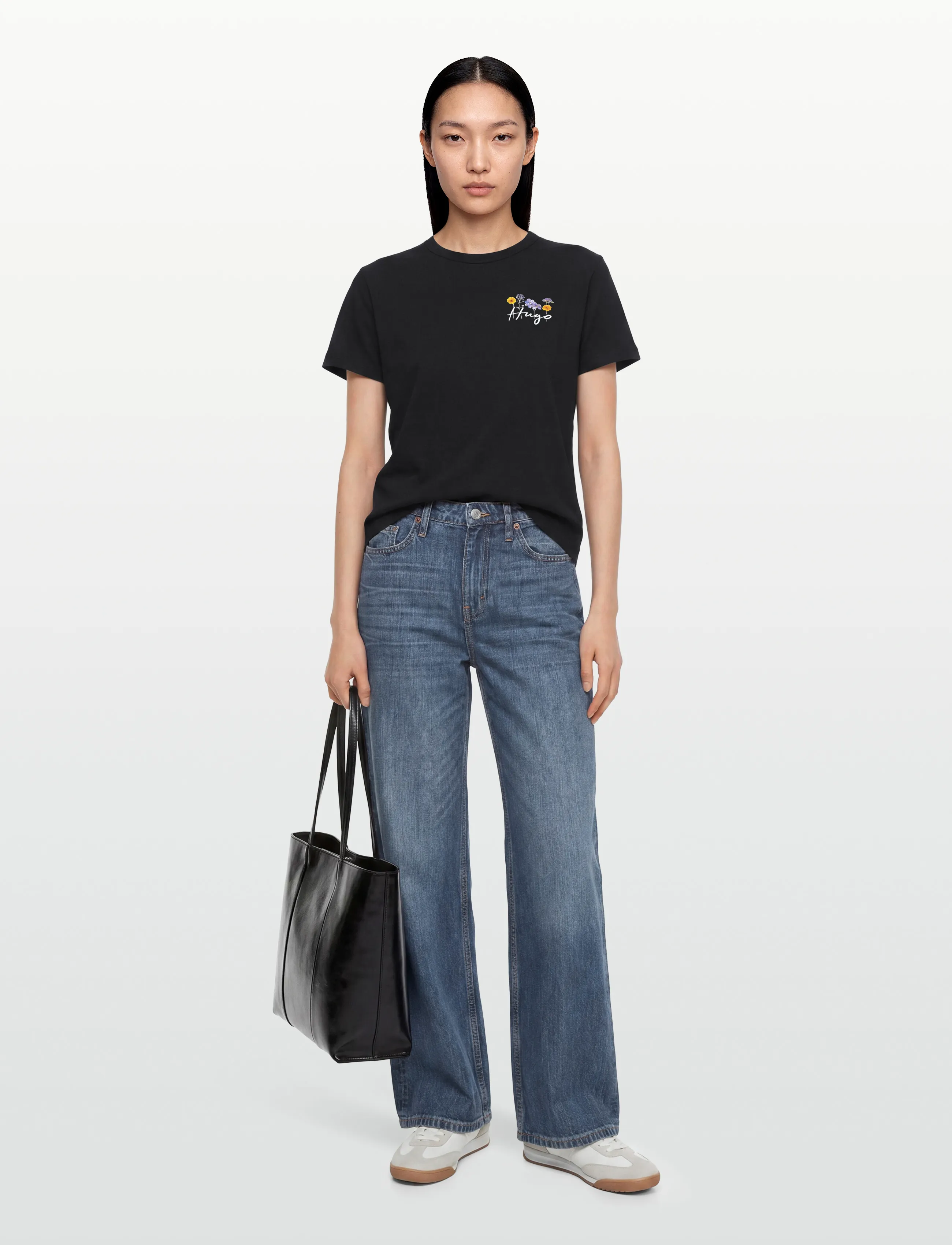 HUGO Destrel_4, L, Black, T-Shirts & Toppe > Kortærmede, Dame