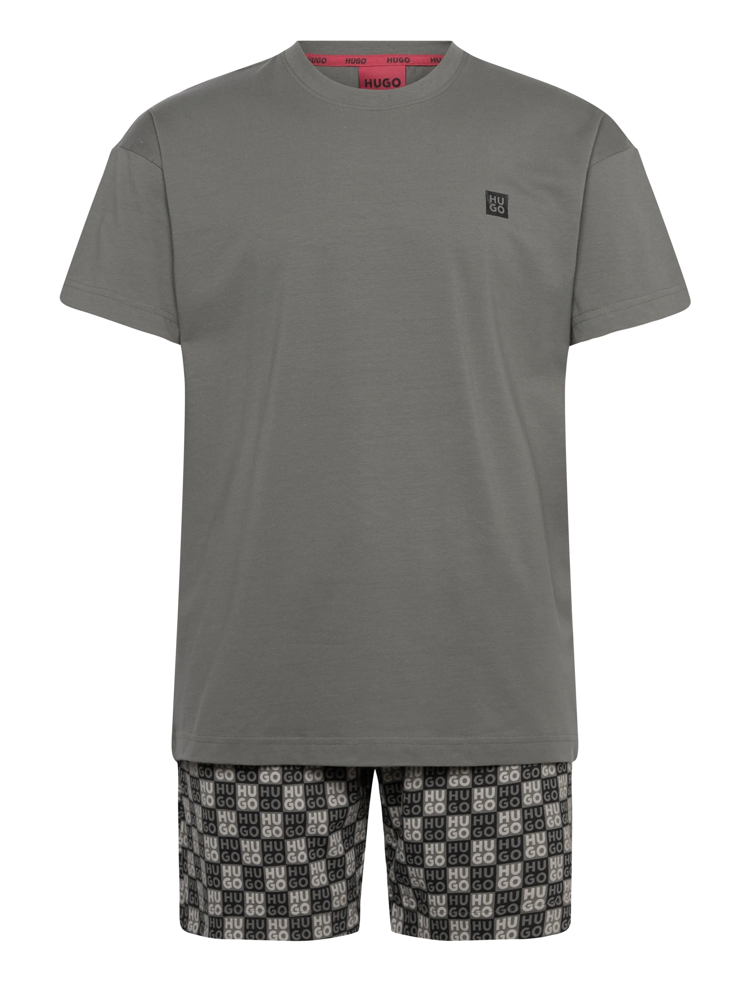 HUGO AARON_SHORT SET - Pyjamas - DARK GREEN / grey