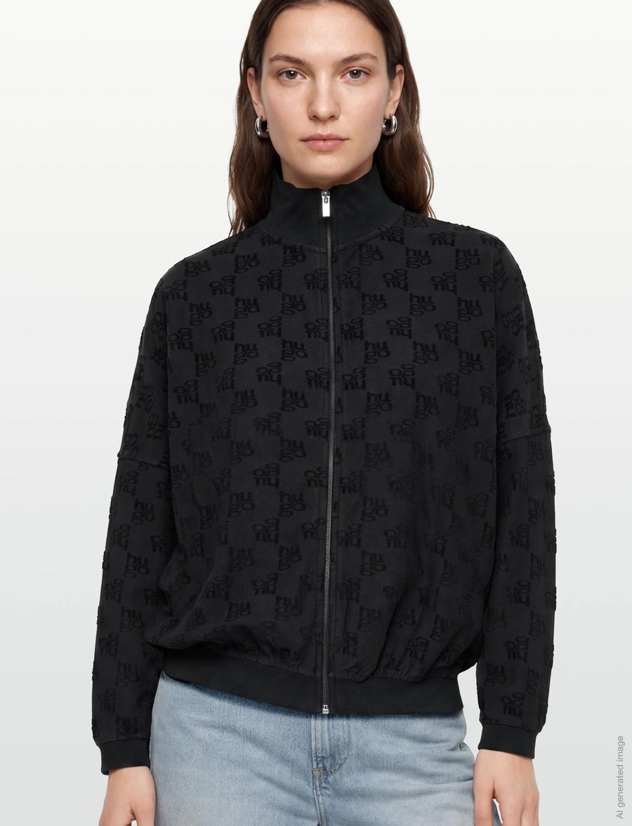 HUGO - TERRYMONOGRAM_JACKET - pavasarinės striukės - black - 3