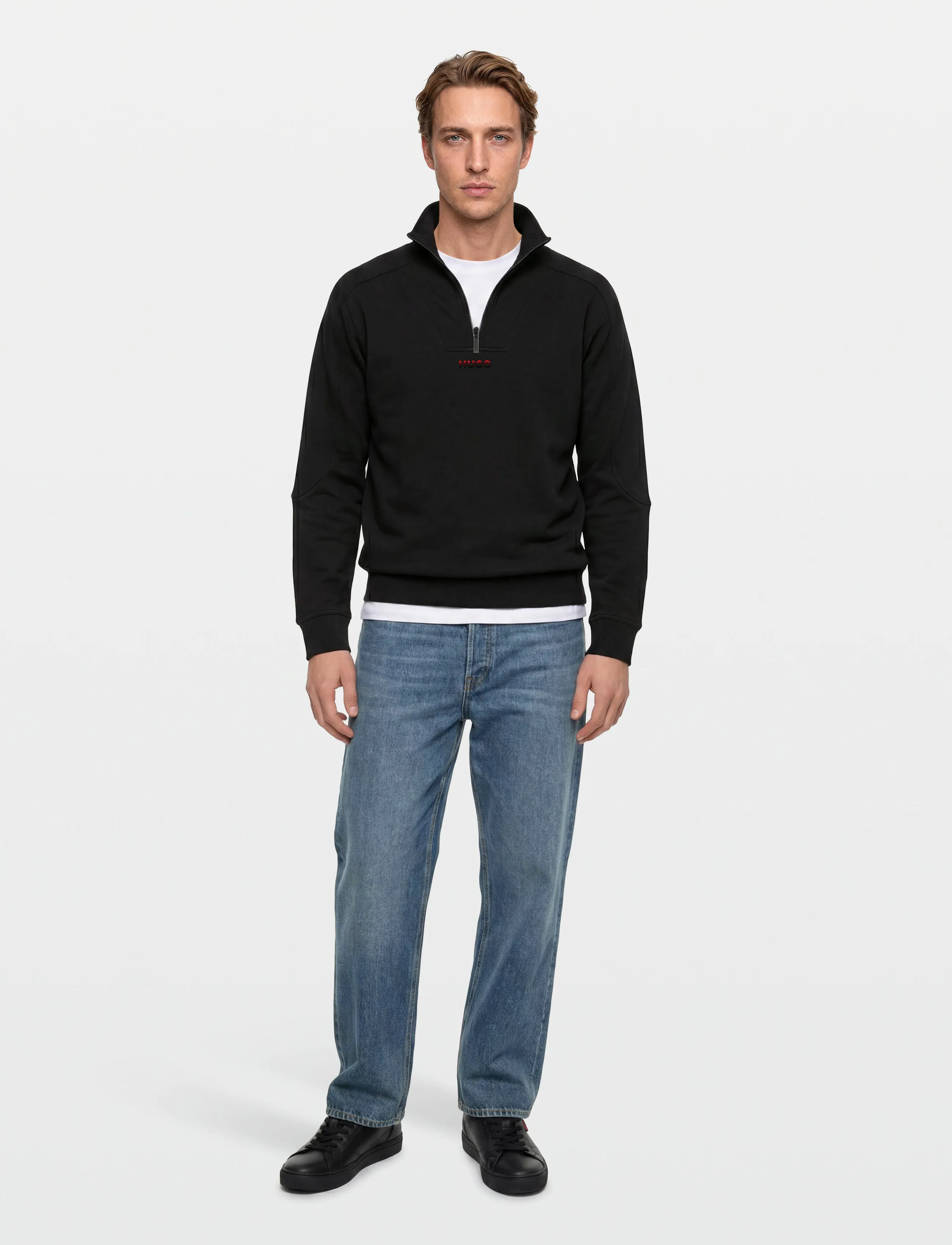 HUGO Atlas Half Zip, Mænd, Half Zip Sweatshirt, Sort, Str: XL