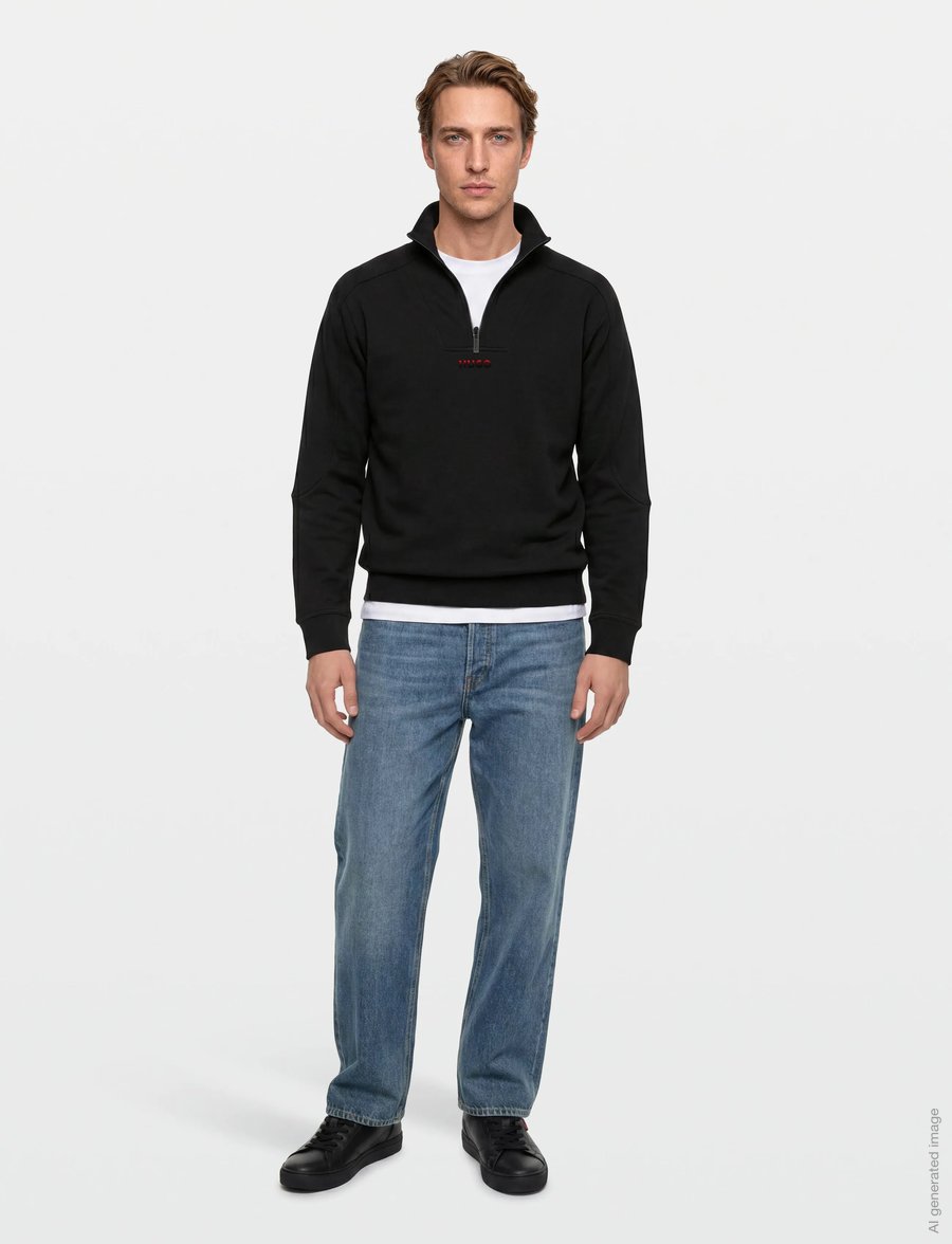 HUGO - ATLAS HALF ZIP - half zip strik - black - 0