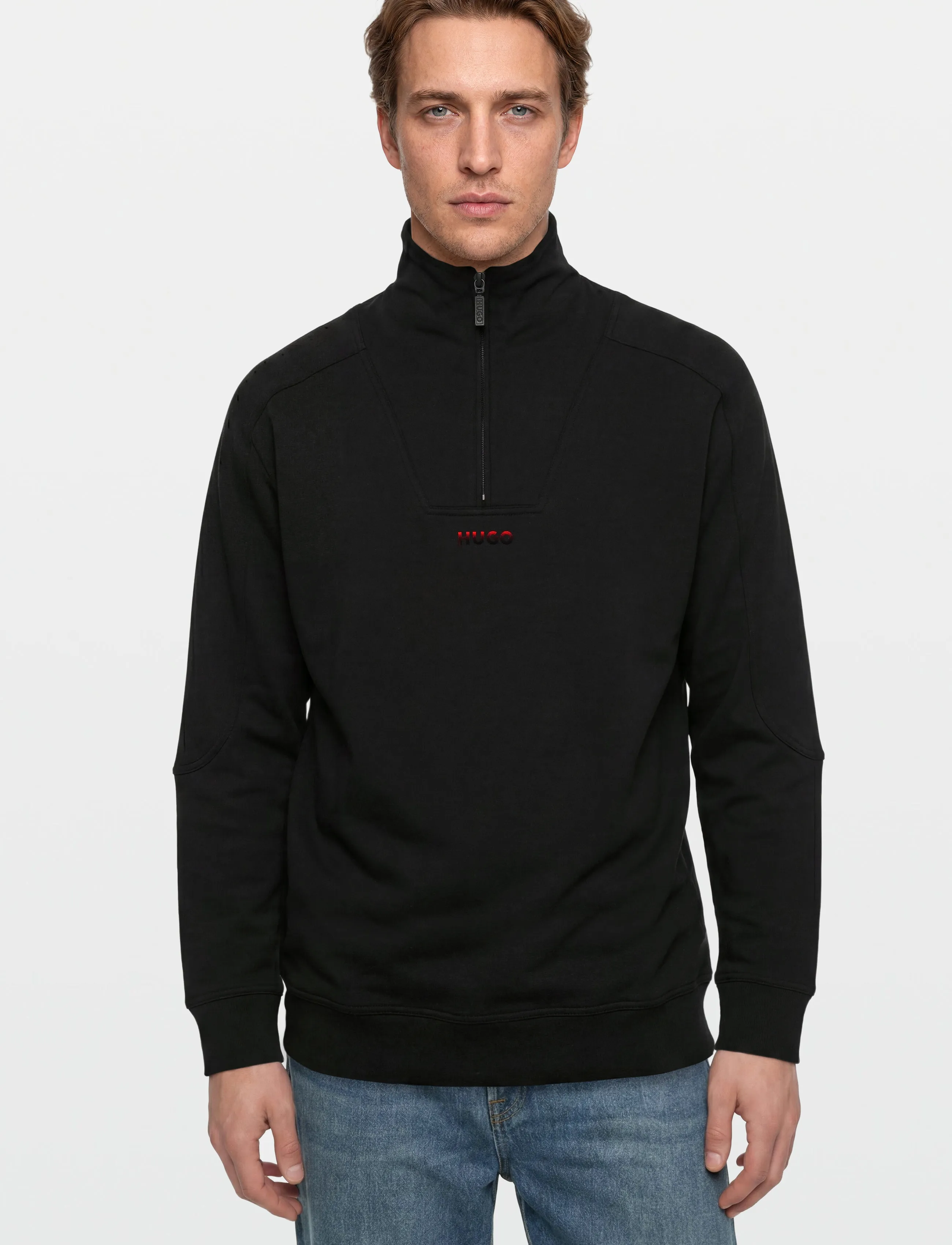 HUGO - ATLAS HALF ZIP - half zip strik - black - 3
