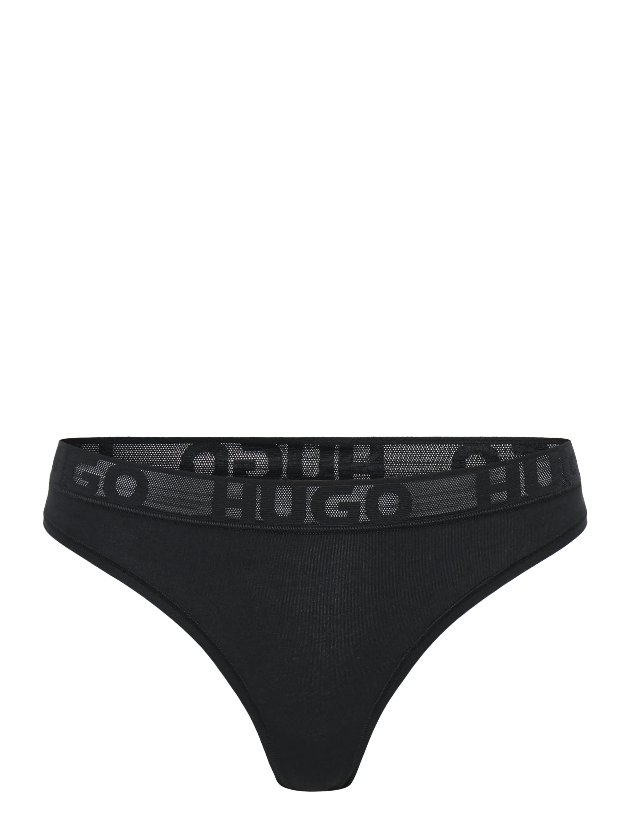 HUGO Mesh Logo Stringtanga Schwarz - XXL - Damen