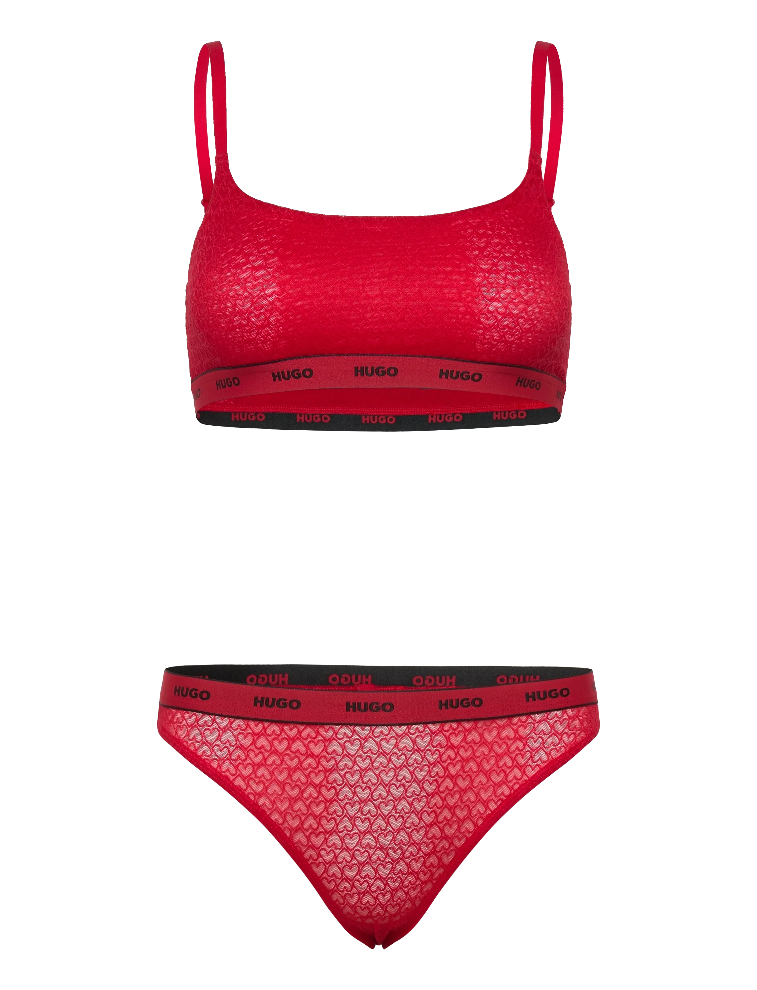 HUGO Valentine Gift-Set, Kvinder, Blonde Hjerte Lingeri Sæt, Rød, Str: XS