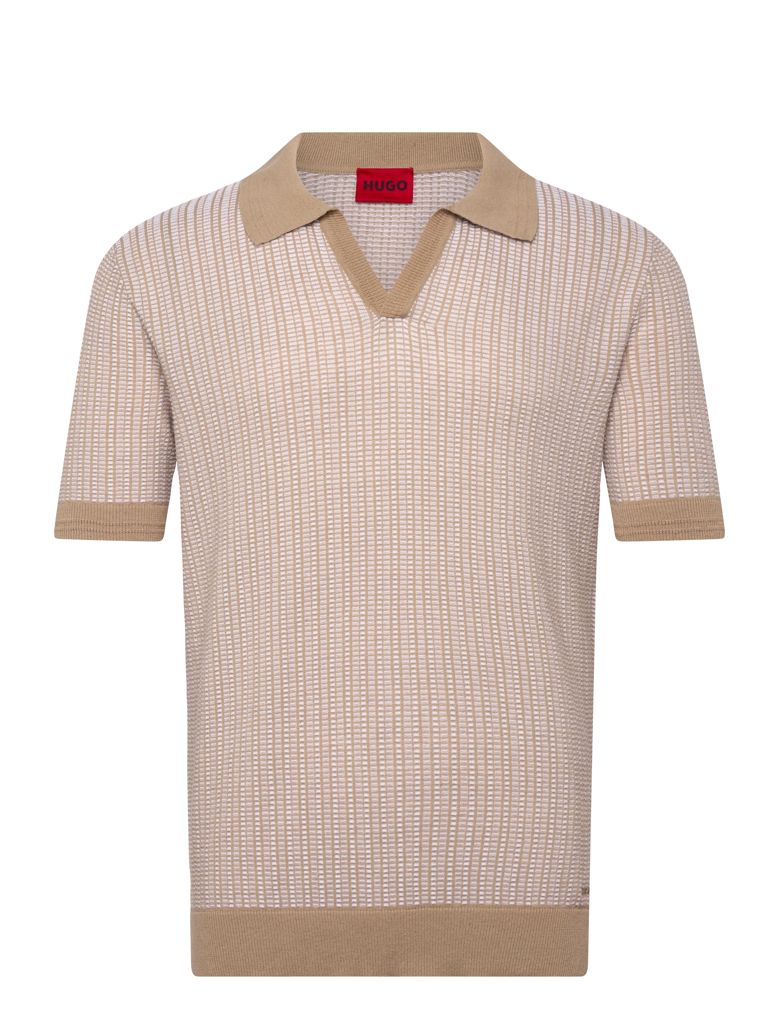 HUGO Seeroy - Dzianinowe bluzki polo - MEDIUM BEIGE / cream