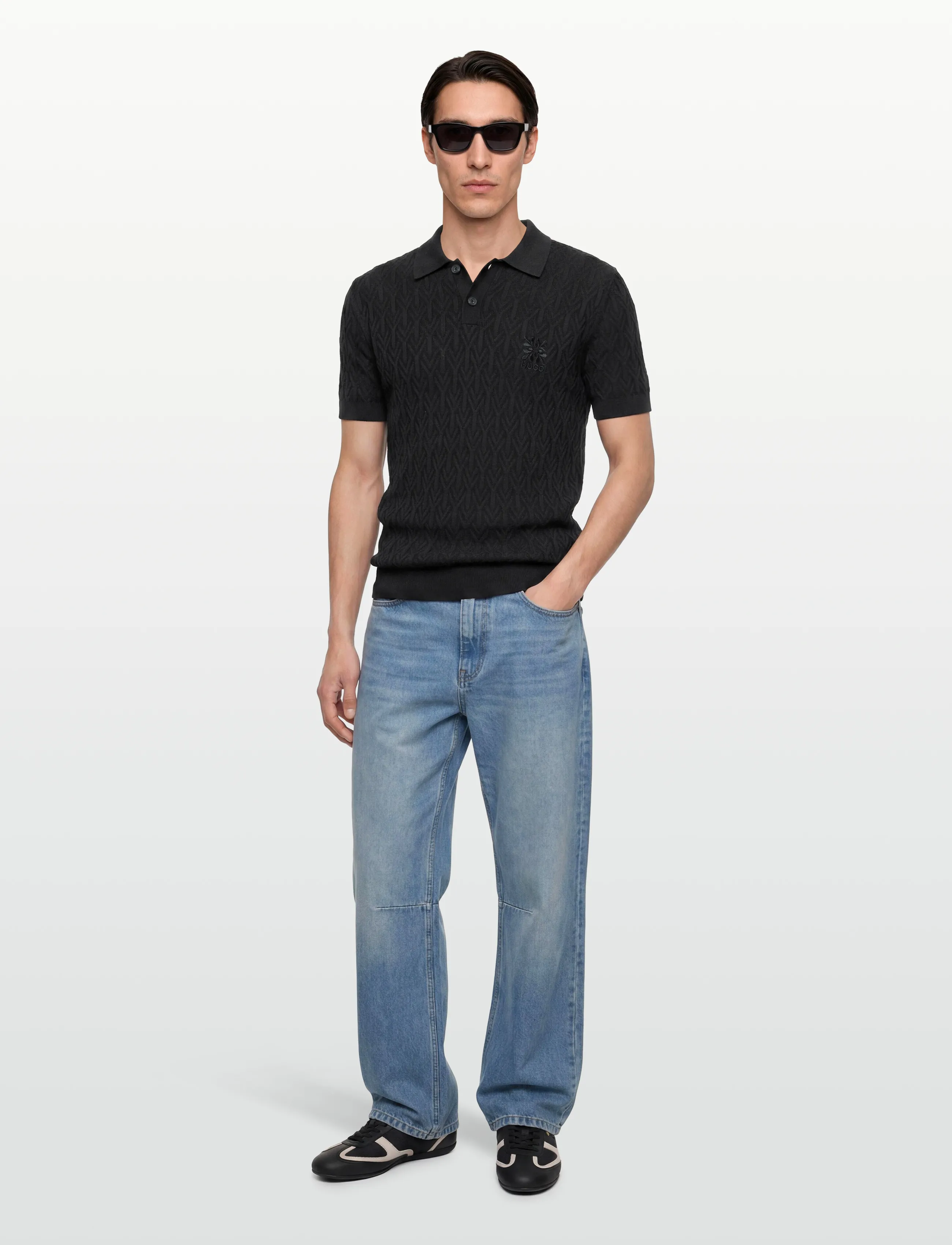 HUGO Shirds, L, Polos, Schwarz - Short-sleeved, Männerswear