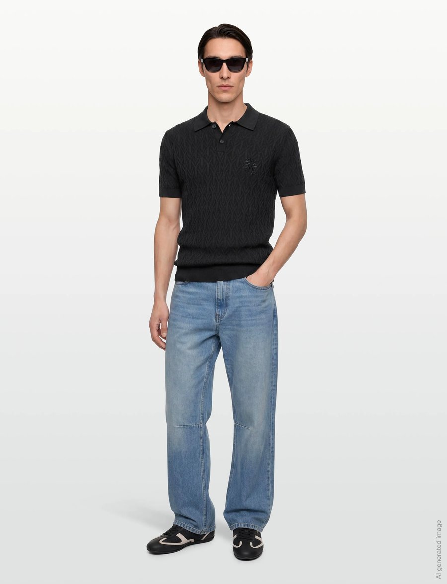 HUGO - Shirds - langärmlige strick-polohemden - black - 0