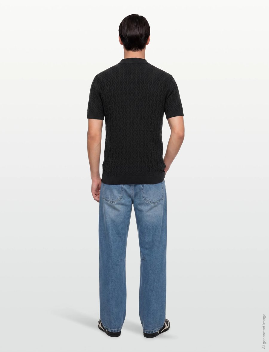 HUGO - Shirds - langärmlige strick-polohemden - black - 4
