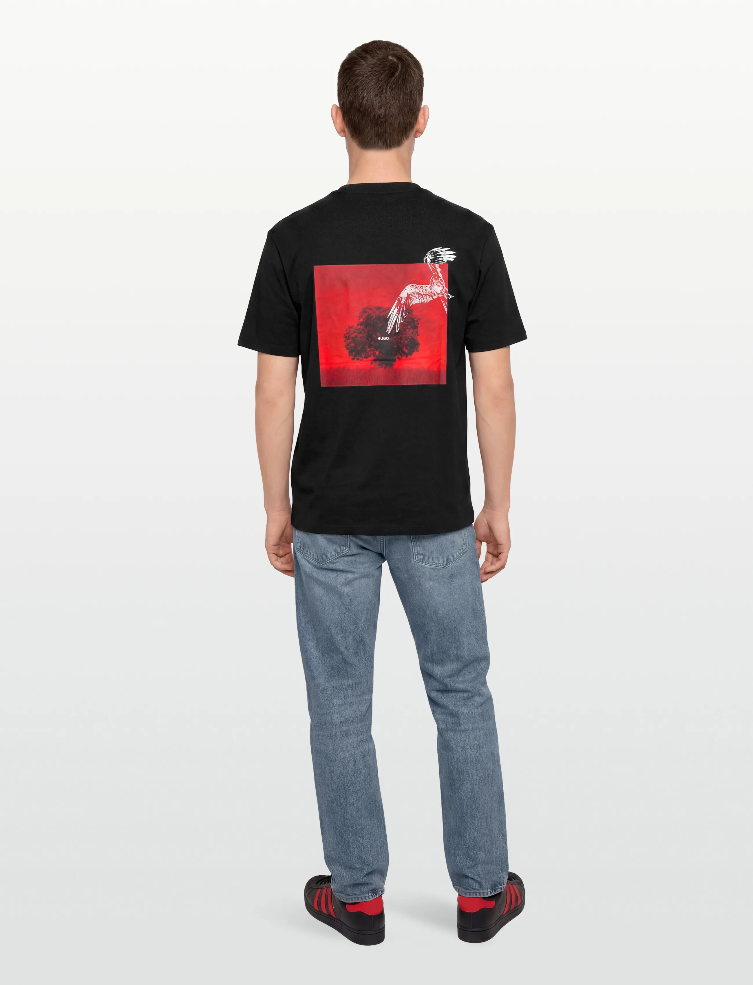 Cotton-jersey T-shirt with rear graphic 7