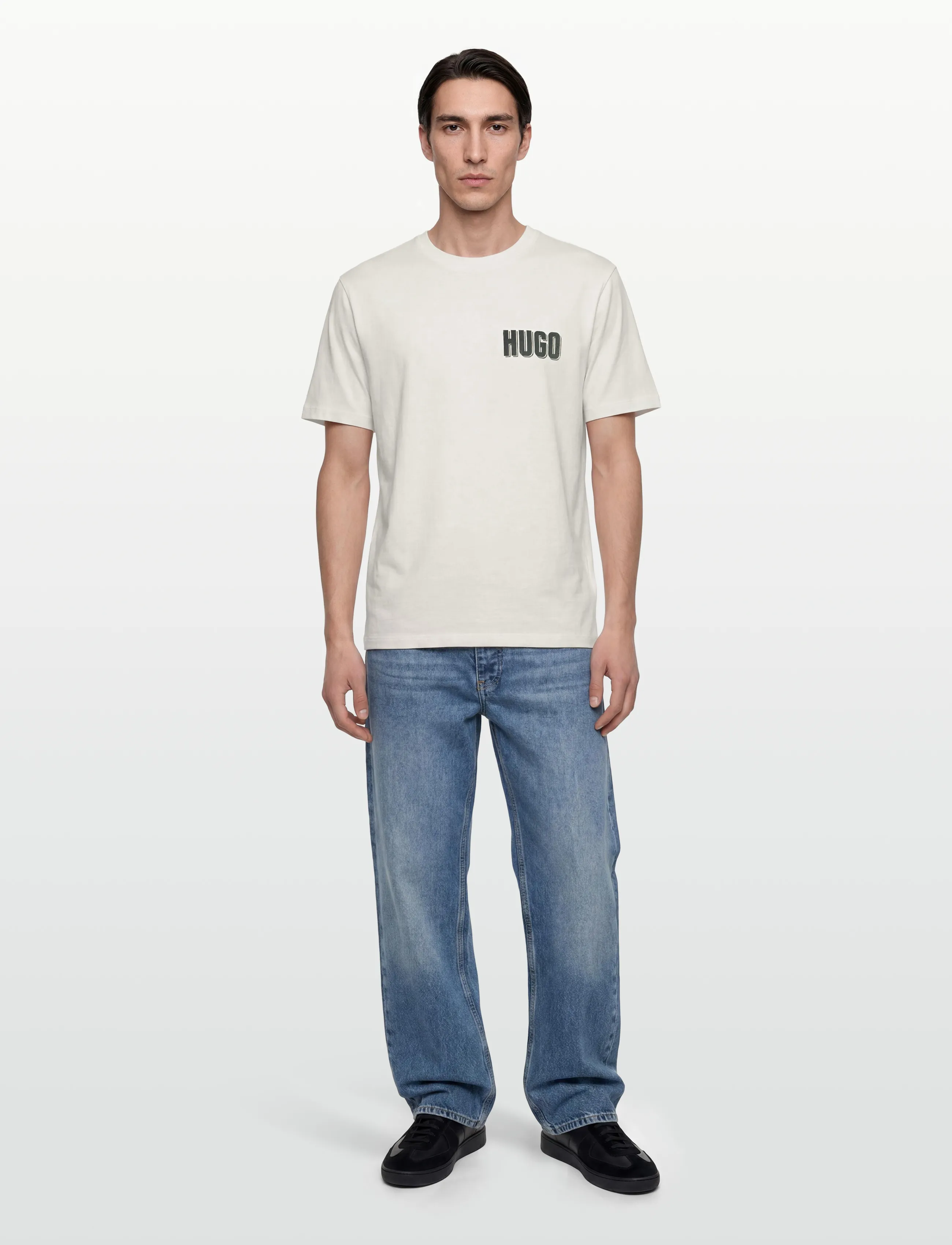 HUGO Derlyns, L, T-shirts, Creme - Short-sleeved, Männerswear