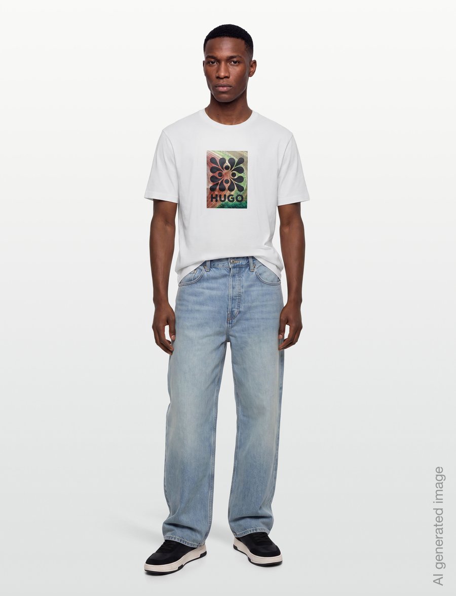 HUGO - Damoru - kurzärmelige t-shirts - natural - 0