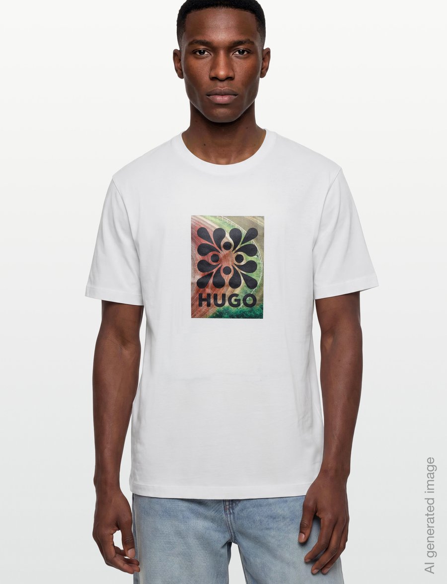 HUGO - Damoru - kurzärmelige t-shirts - natural - 3