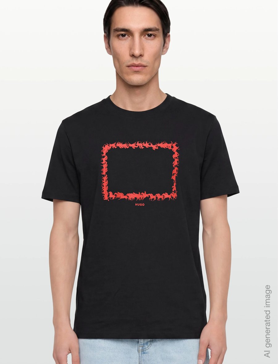 HUGO - Duhorse - lühikeste varrukatega t-särgid - black - 3
