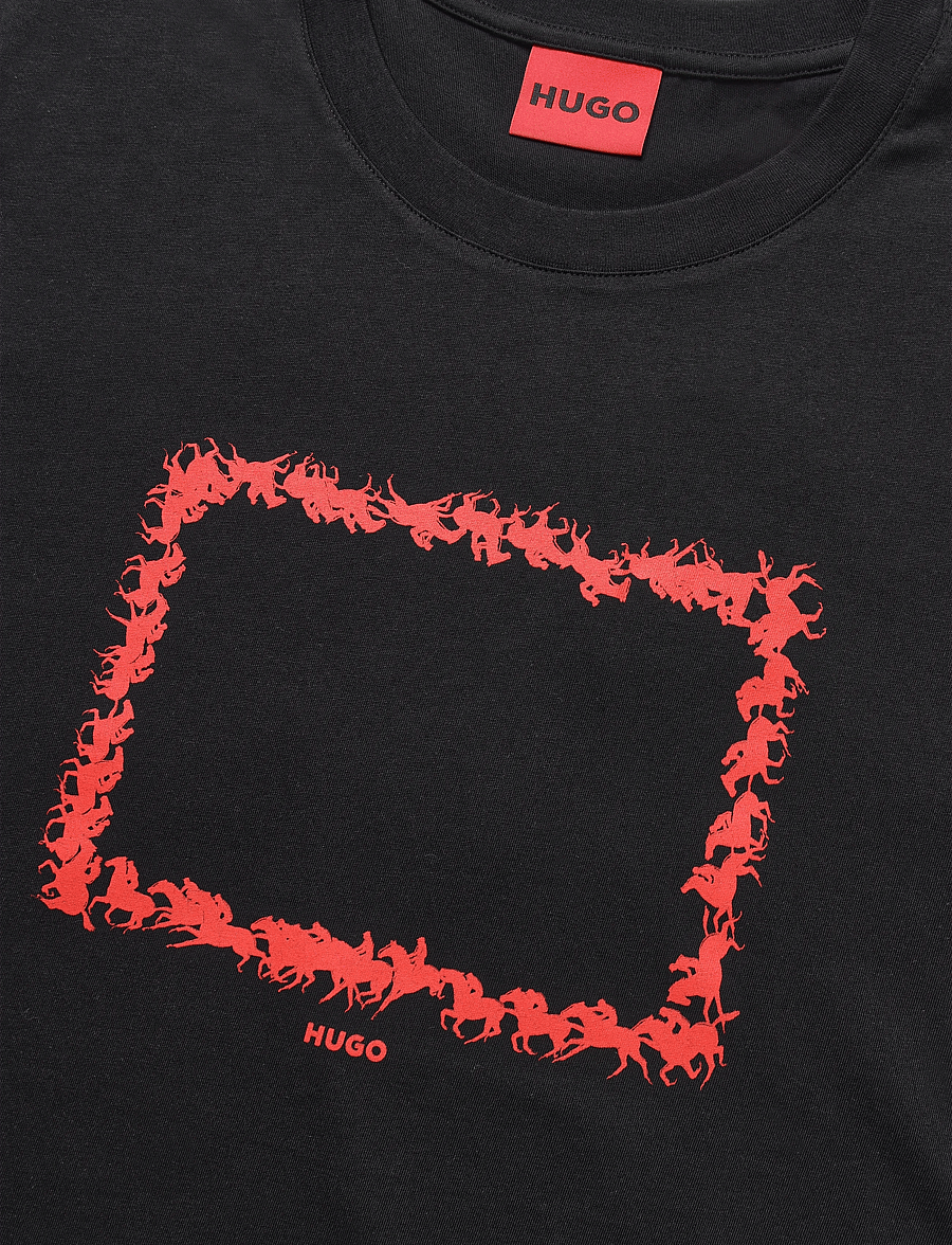 HUGO - Duhorse - lühikeste varrukatega t-särgid - black - 5
