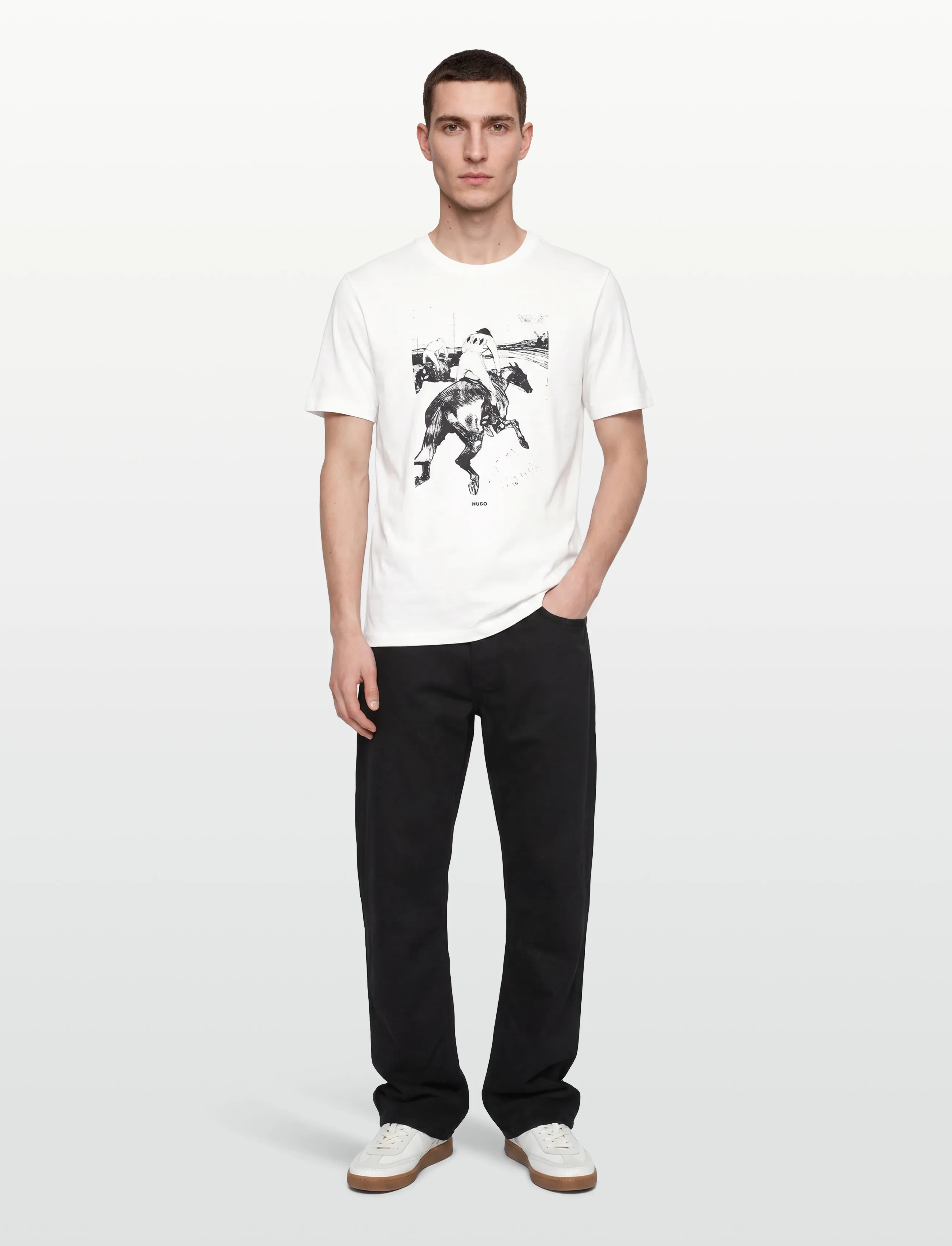HUGO Duhorse, L, T-shirts, Weiß - Short-sleeved, Männerswear