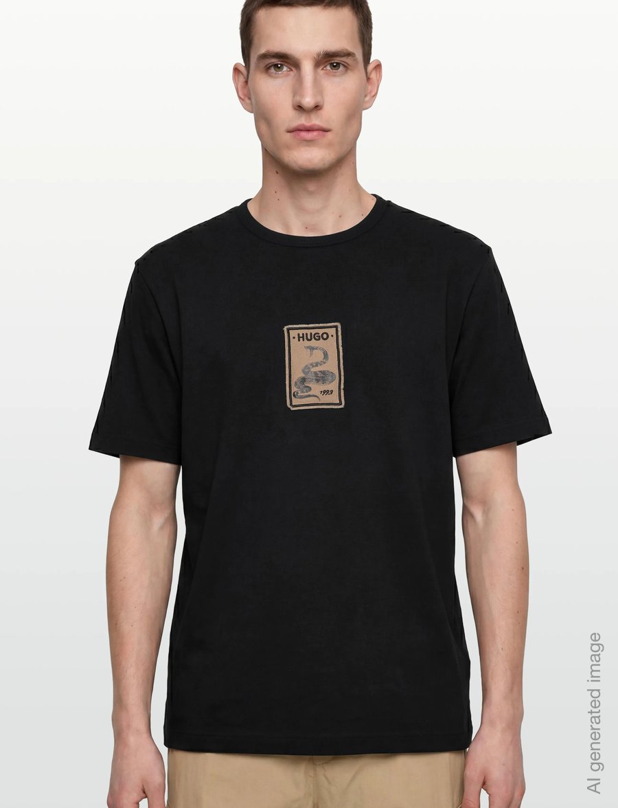 HUGO - Dobul - lühikeste varrukatega t-särgid - black - 3