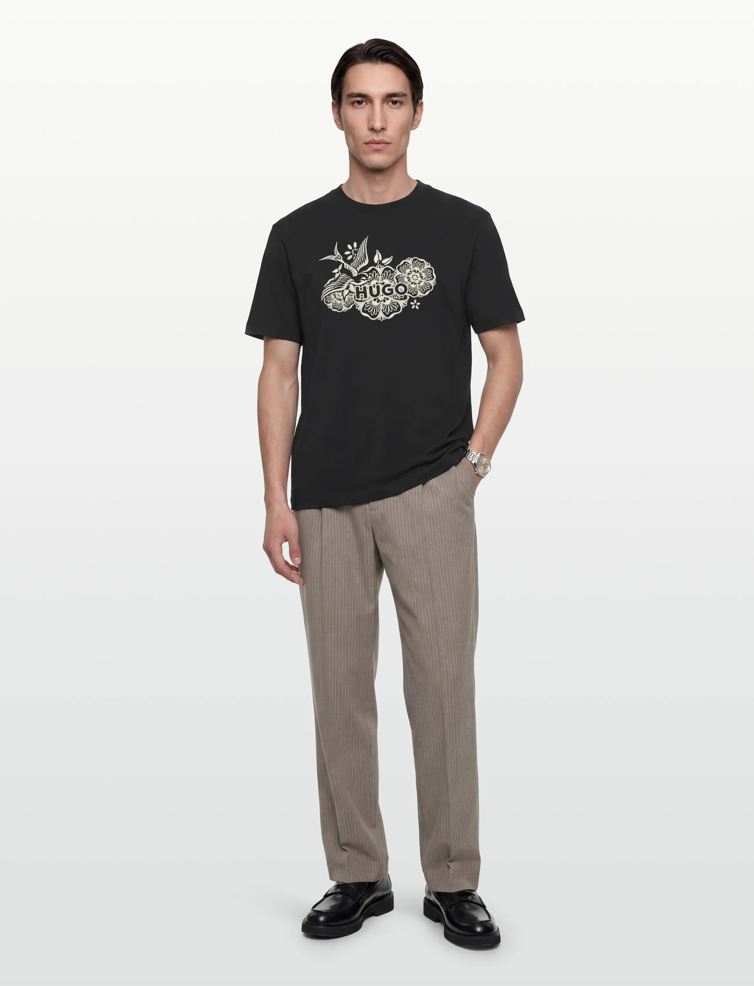 HUGO Dangen, L, Black, T-Shirts > Kortærmede, Herre