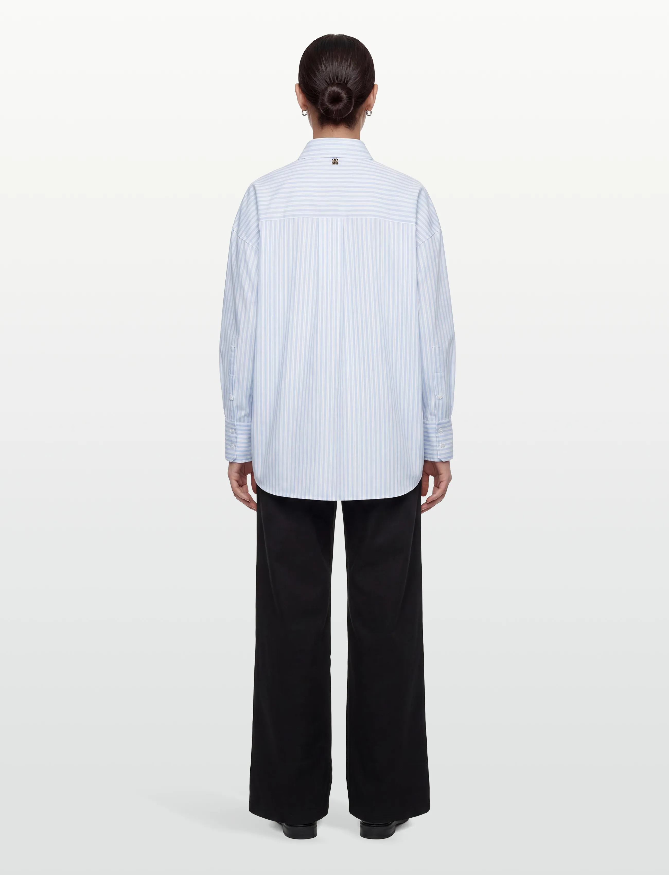 Hugo Oversized-fit blouse in striped cotton poplin blusar dam – bild 7