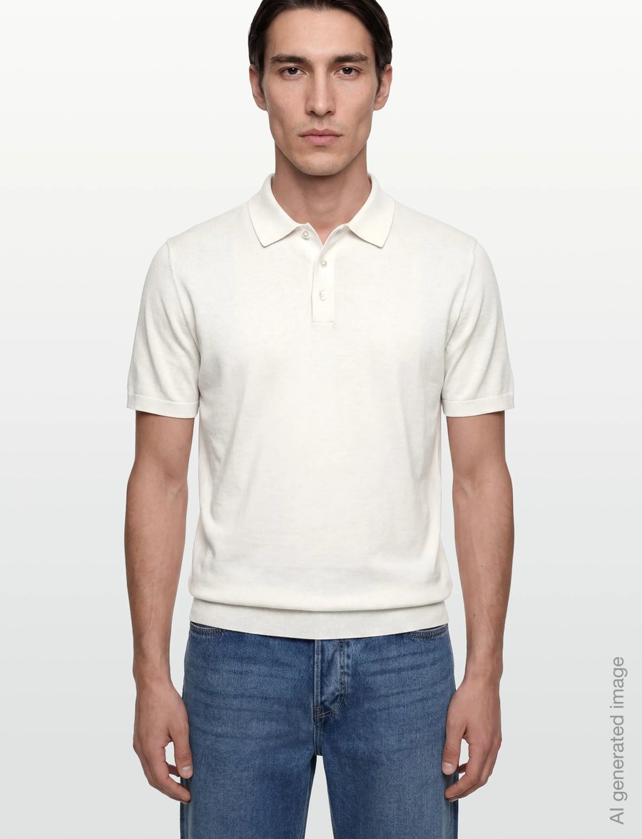 HUGO - Dulinen - langärmlige strick-polohemden - natural - 3