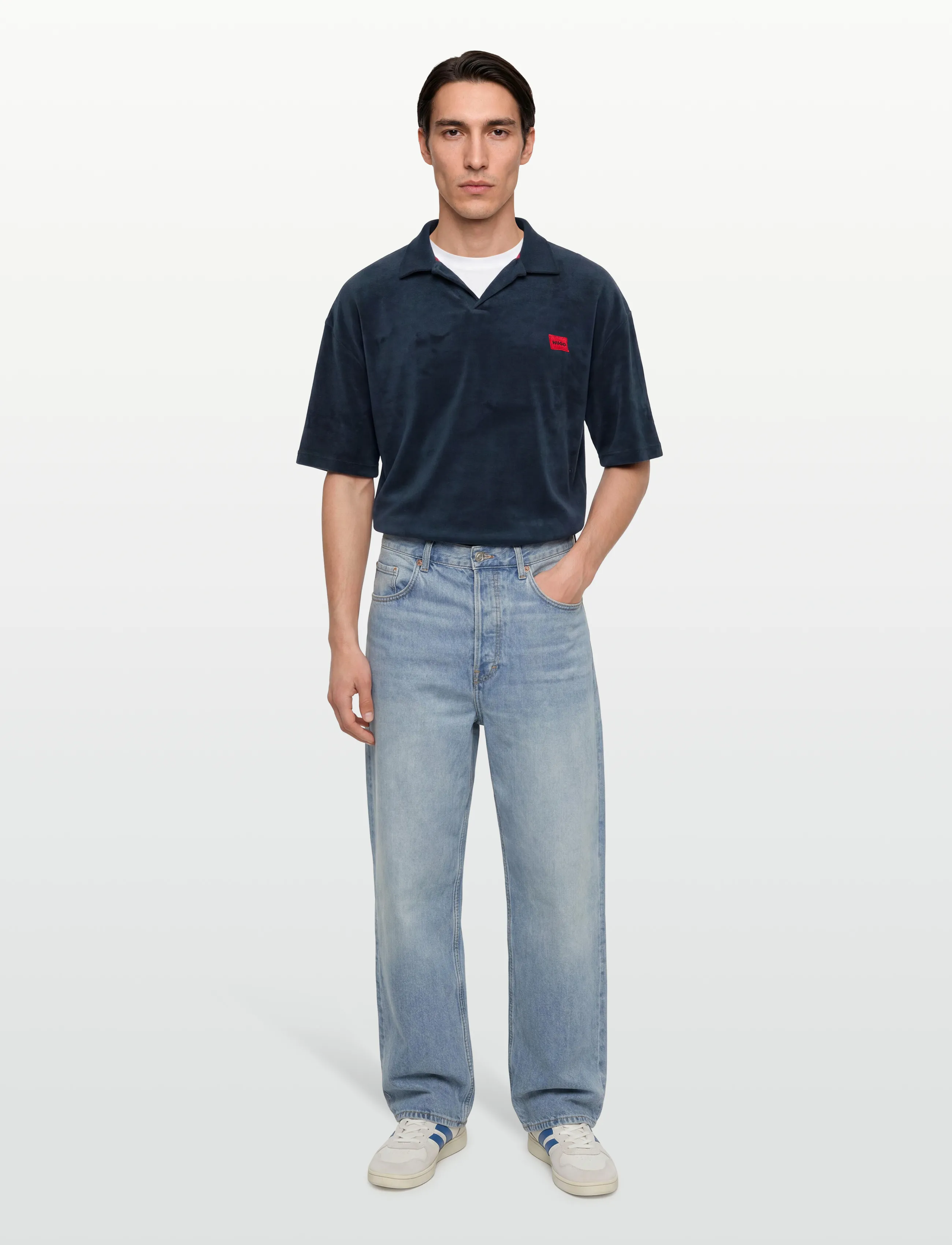 HUGO Terrance Polo Shirt, Mænd, Frotte Polo Shirt, Navy, Str: M