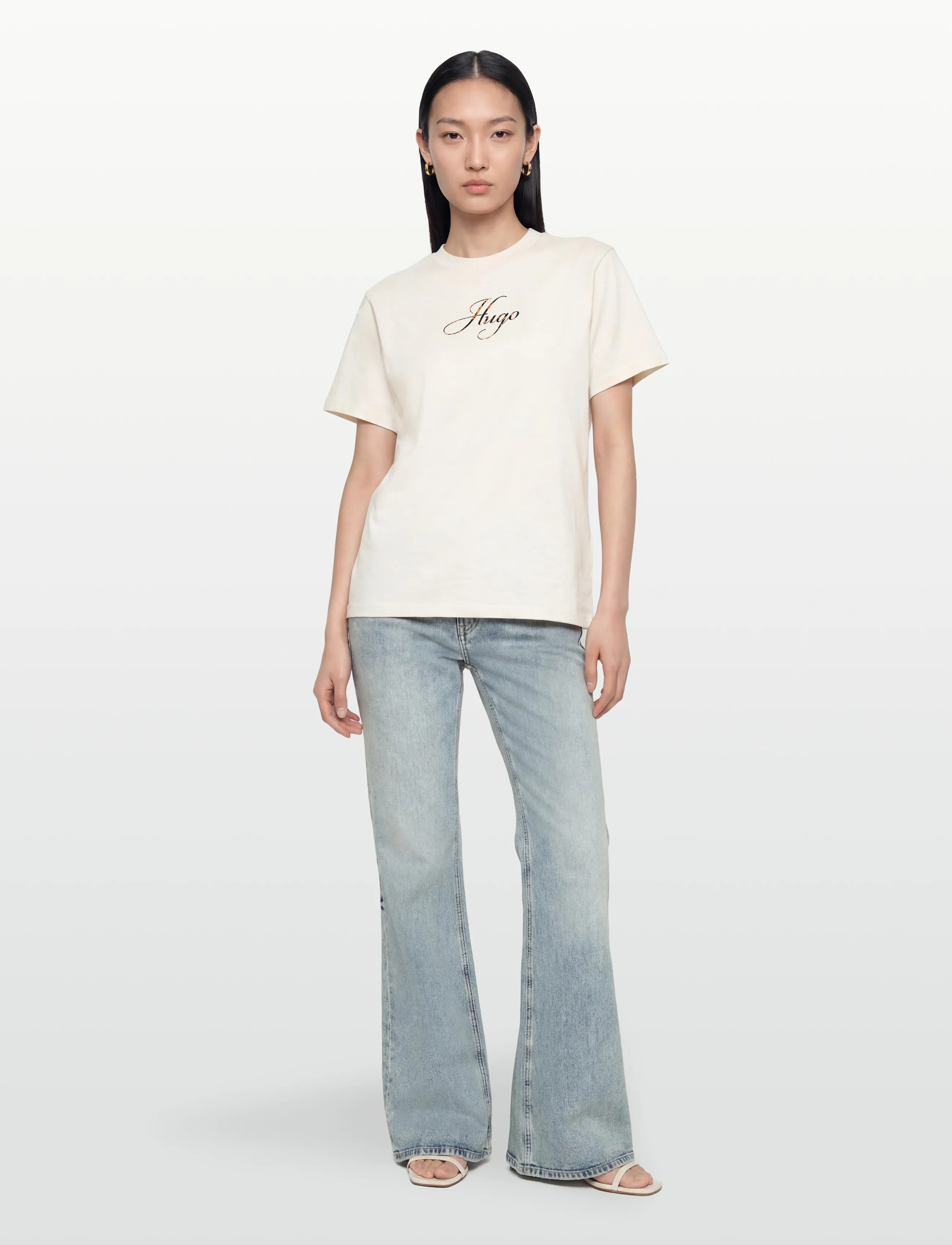 HUGO Vintage Tee_23 - T-shirts & Toppar - NATURAL / cream