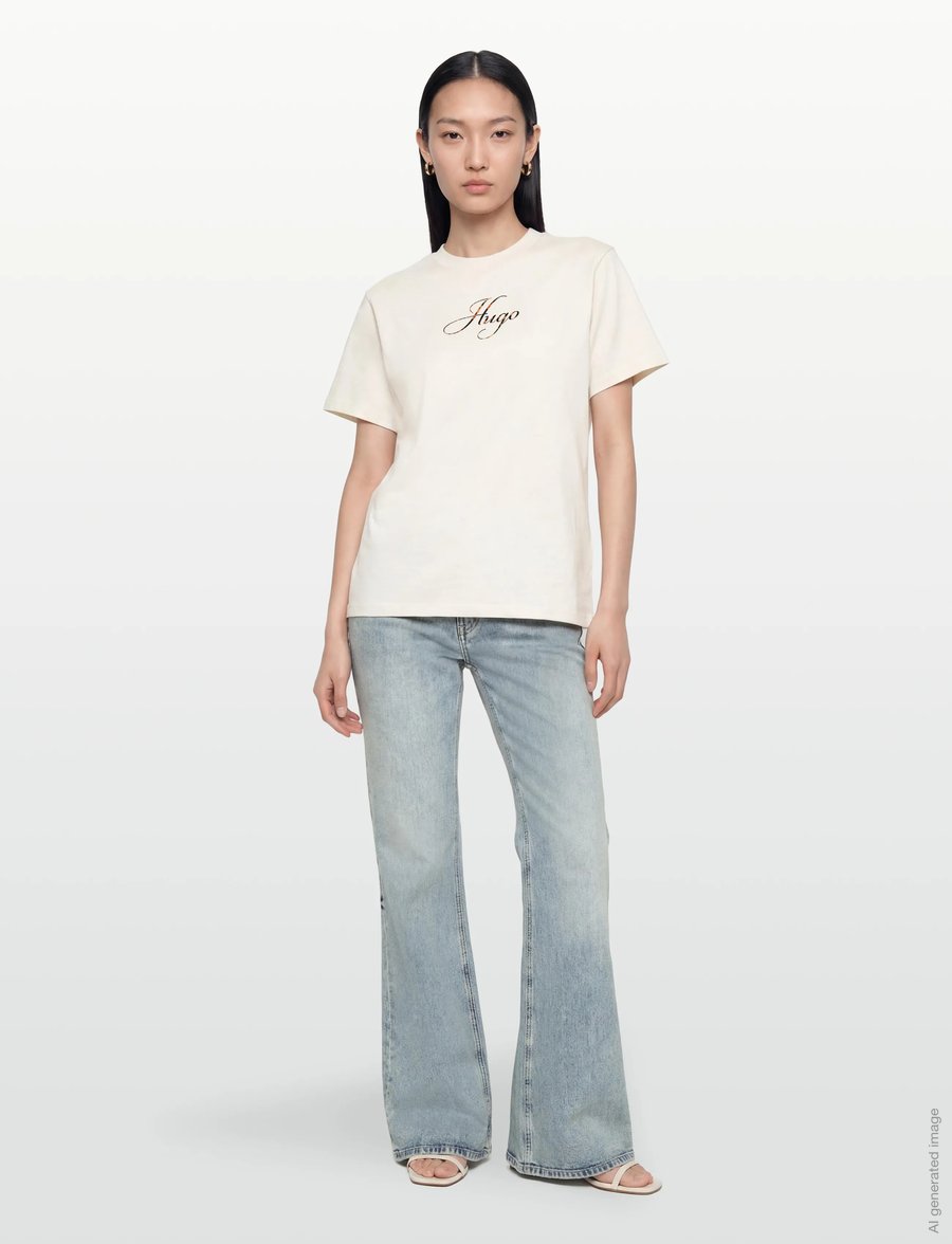 HUGO - Vintage Tee_23 - marškinėliai - natural - 0