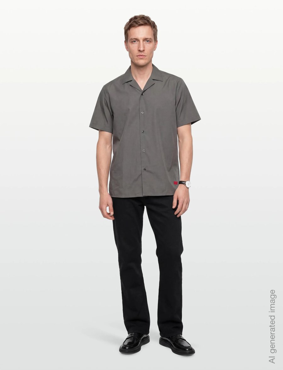 HUGO - Ellino - short-sleeved shirts - dark grey - 0