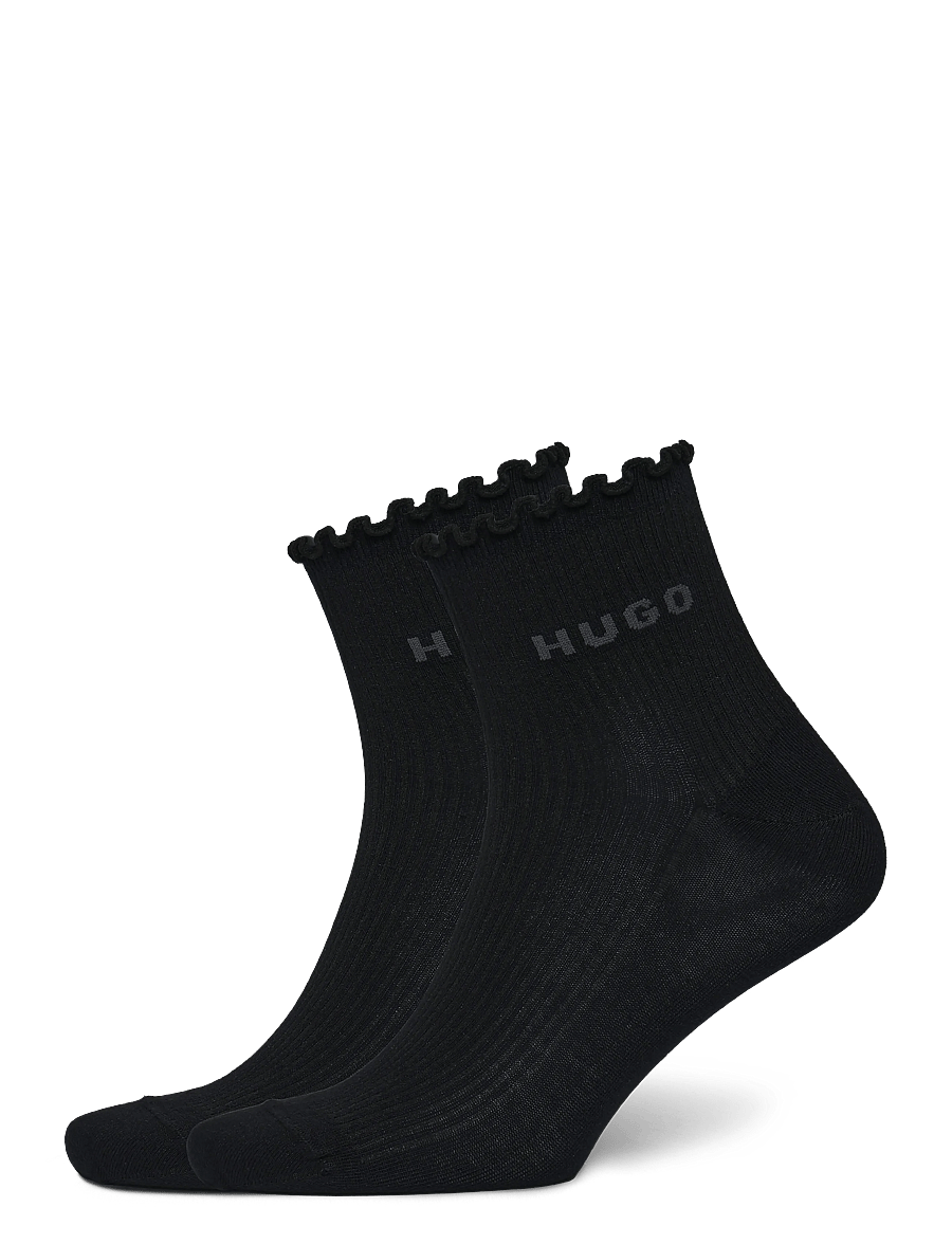 HUGO - 2P SH LETTUCE CC W - lühikese säärega sokid - black - 0