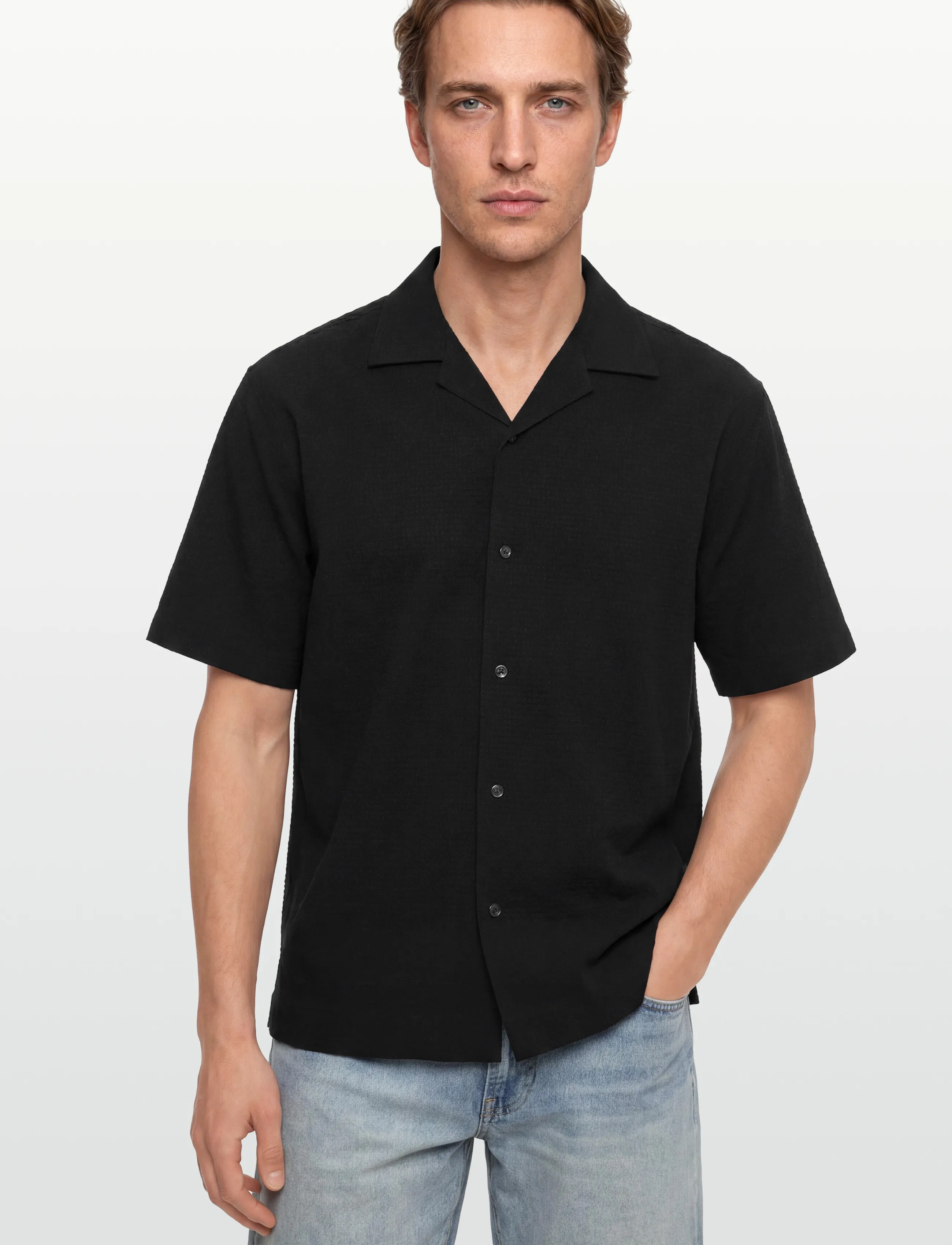 HUGO - Espino - short-sleeved shirts - black - 3