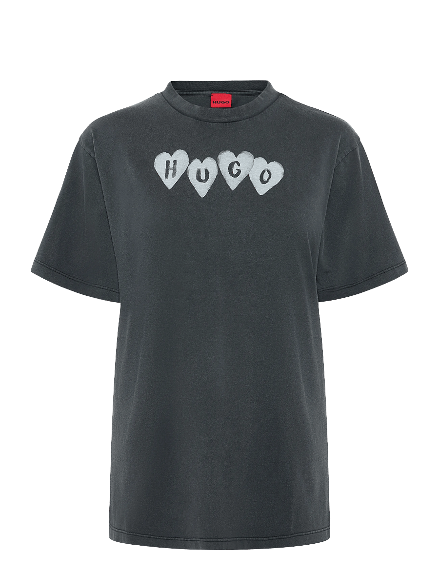 HUGO - Vintage Tee_22 - t-shirts - black - 0