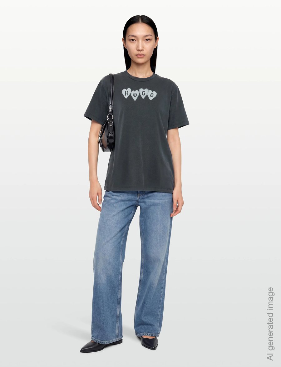 HUGO - Vintage Tee_22 - t-shirts - black - 0