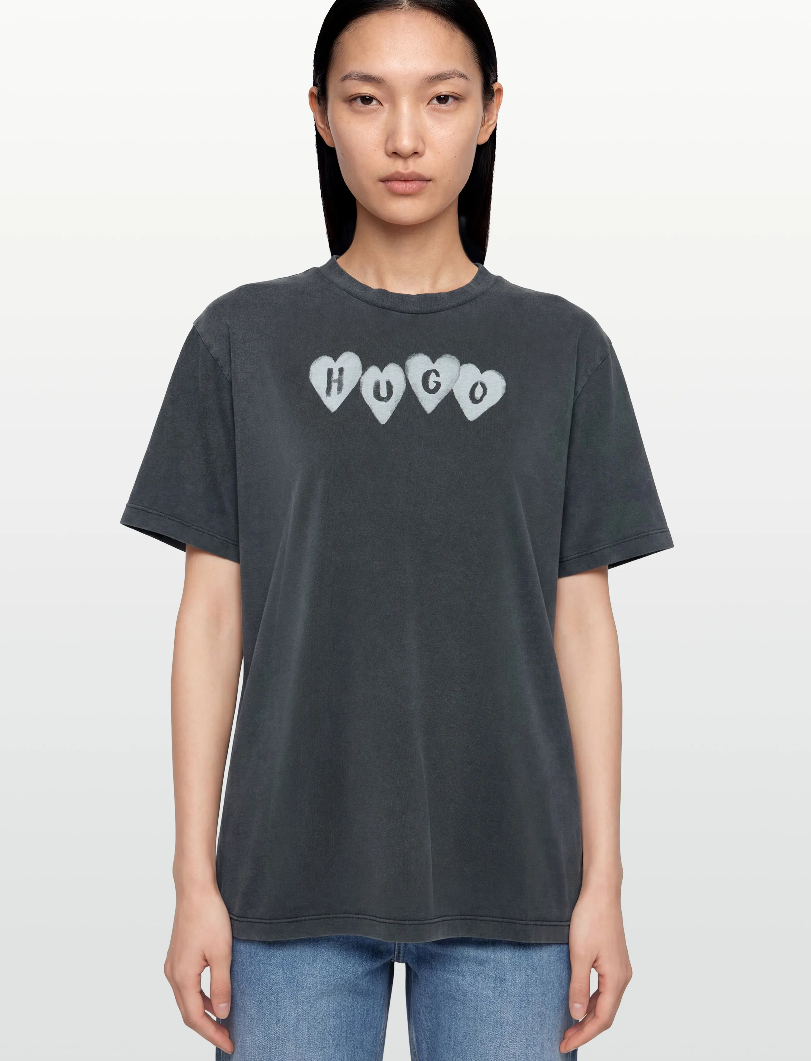 HUGO - Vintage Tee_22 - t-shirts - black - 3