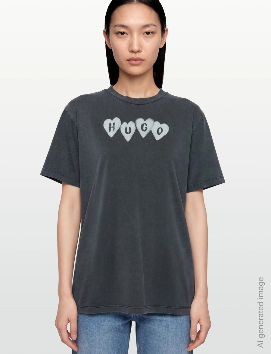 HUGO - Vintage Tee_22 - t-shirts - black - 3