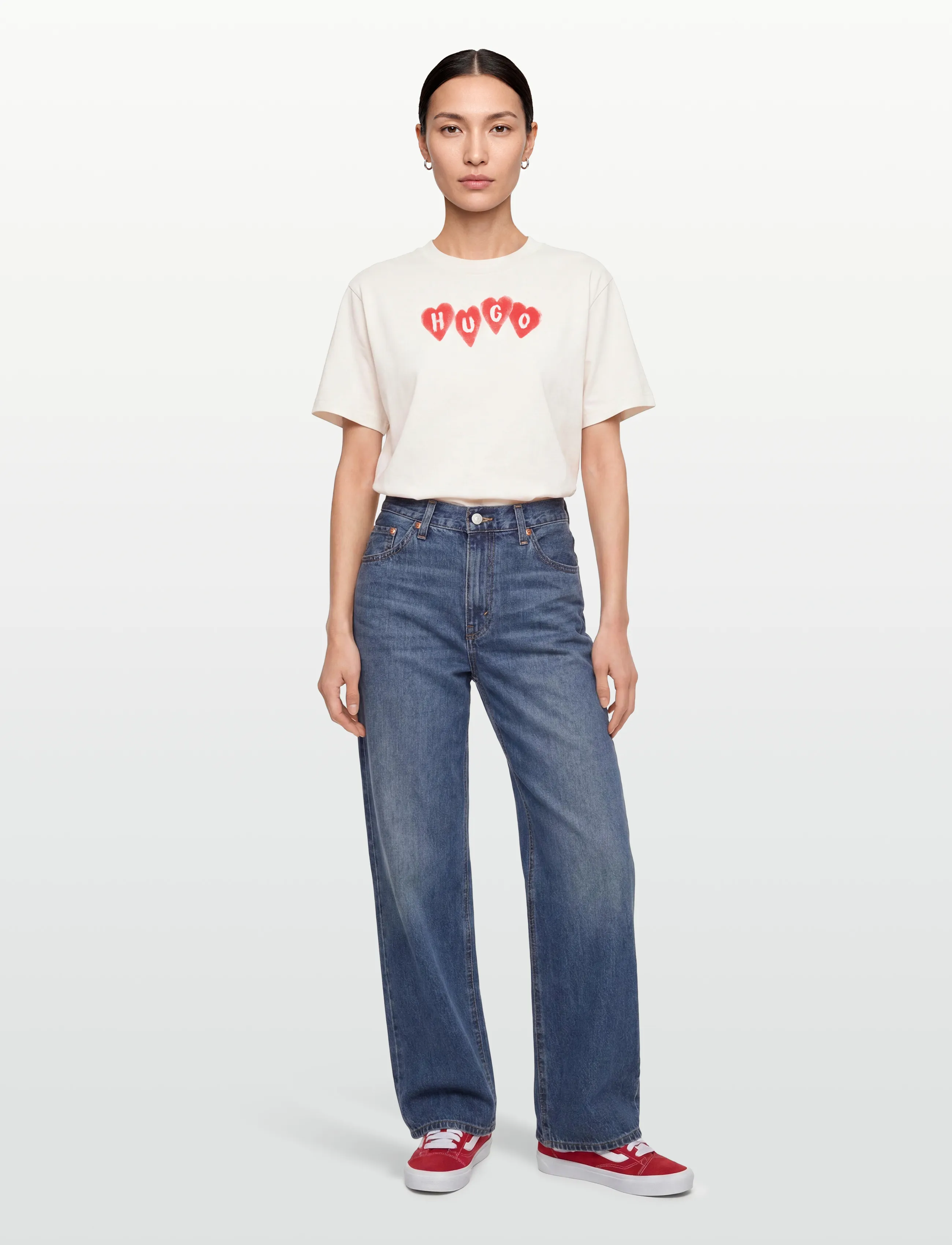 HUGO Vintage Tee_22 - T-särgid ja alussärgid - NATURAL / cream