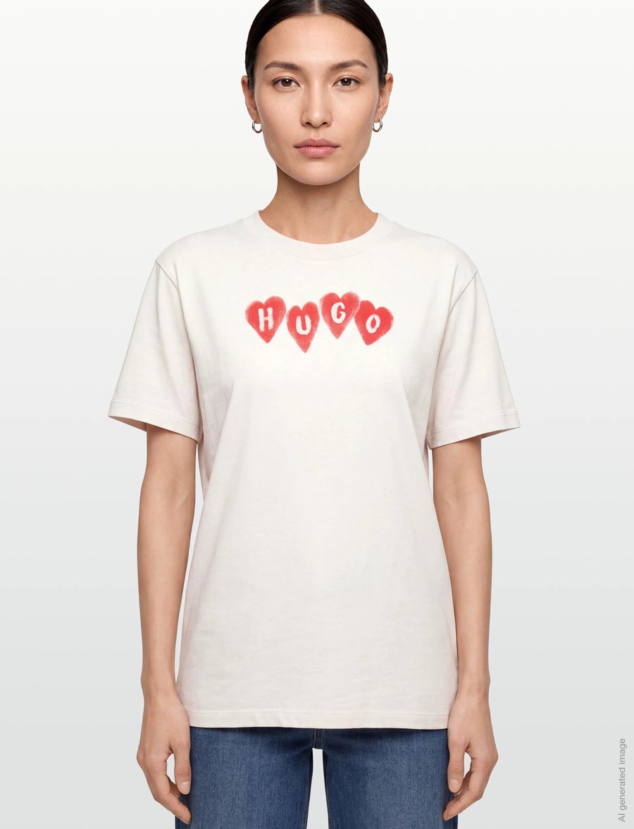 HUGO - Vintage Tee_22 - t-särgid - natural - 3