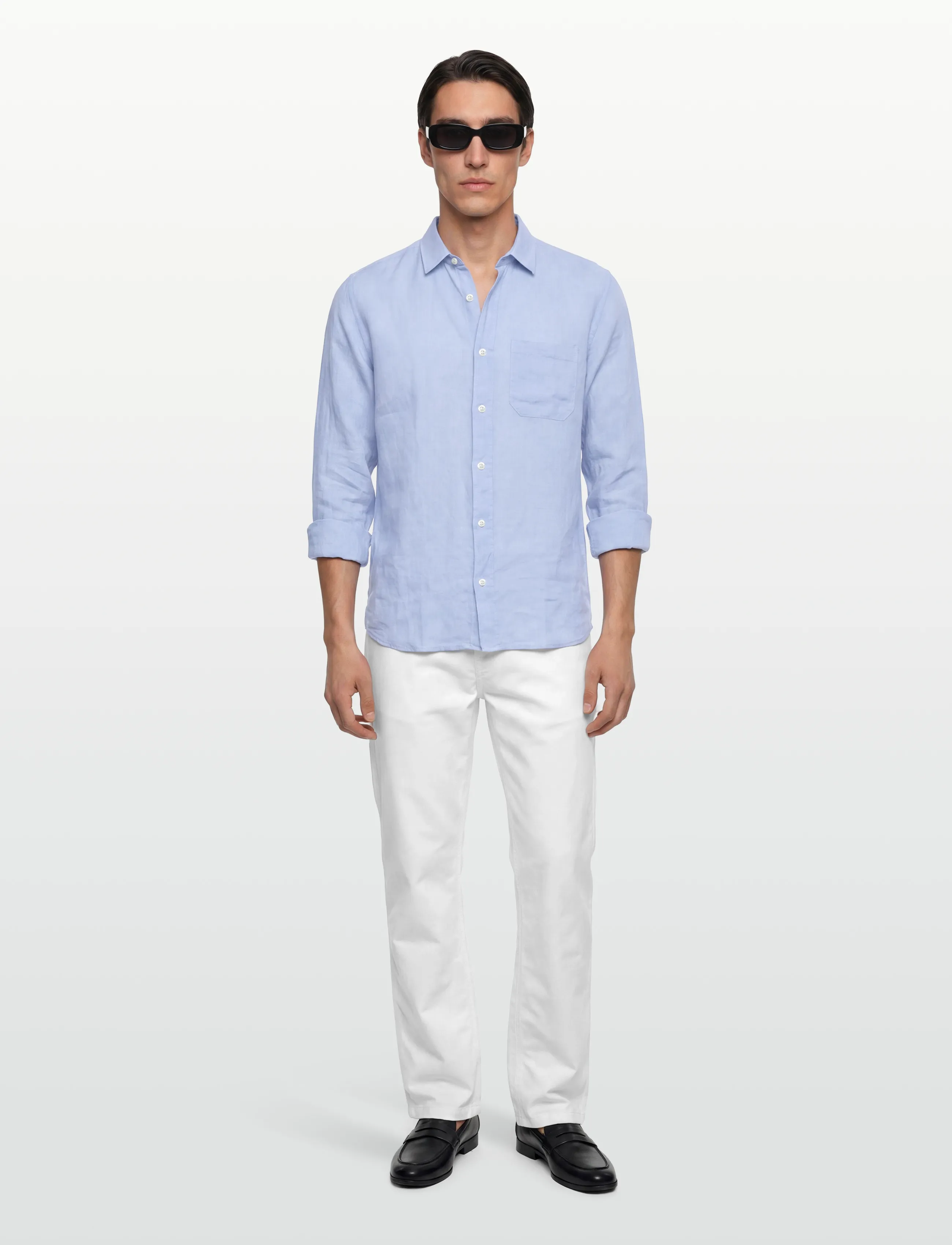 HUGO Ermano - Linen shirts - LIGHT/PASTEL BLUE / blue