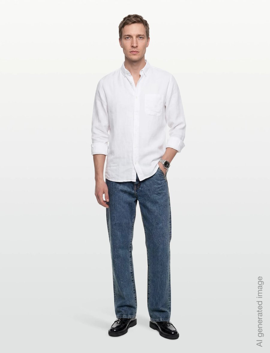 HUGO - Ermano - linen shirts - open white - 0