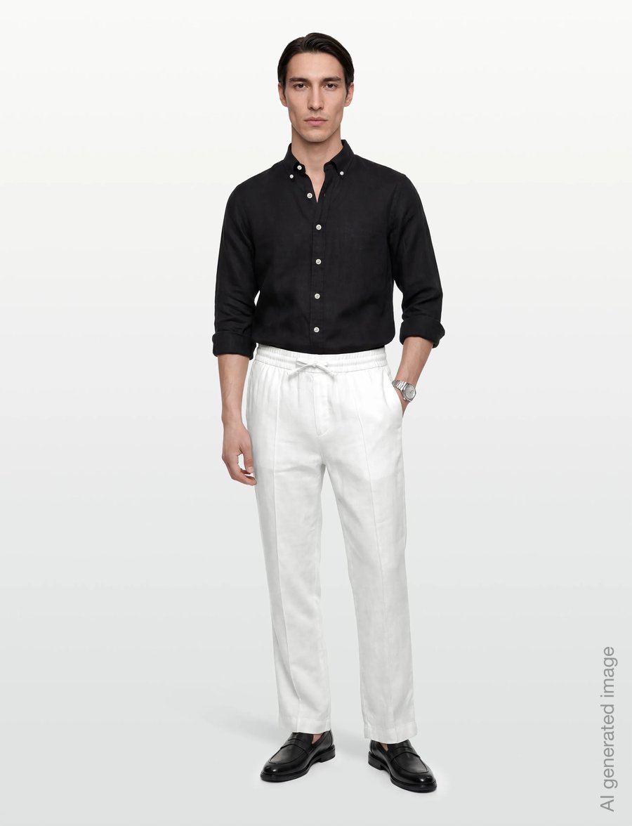 HUGO - Cino262FW - pantalons en lin - natural - 0