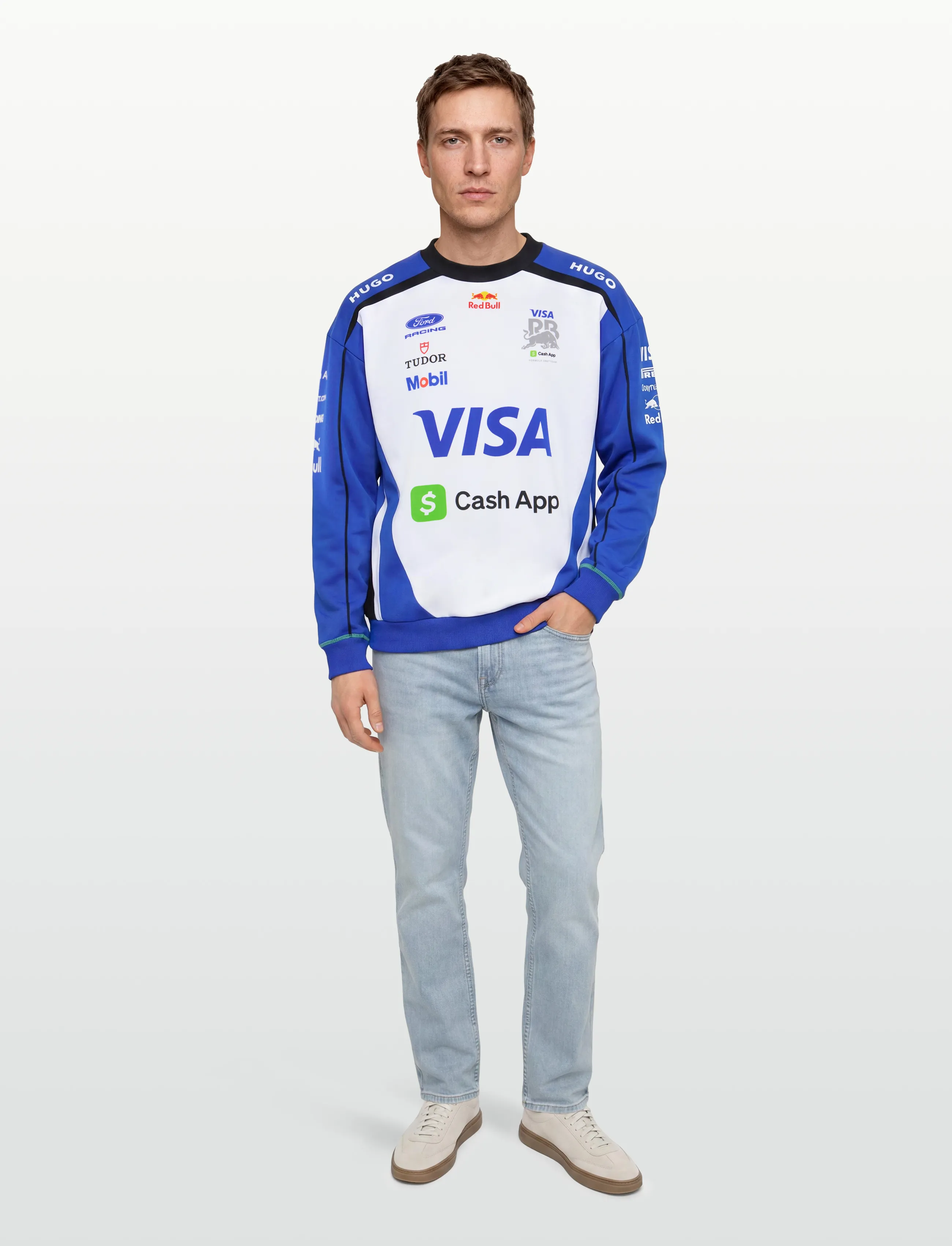 HUGO VCARB-CREW26 - Stickat - MEDIUM BLUE / blue
