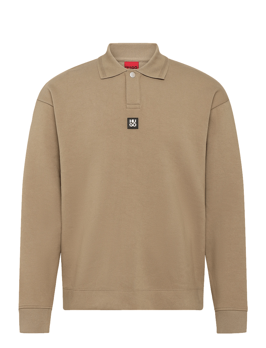 HUGO - Dabins - langärmelige strick-polohemden - beige overflow - 0
