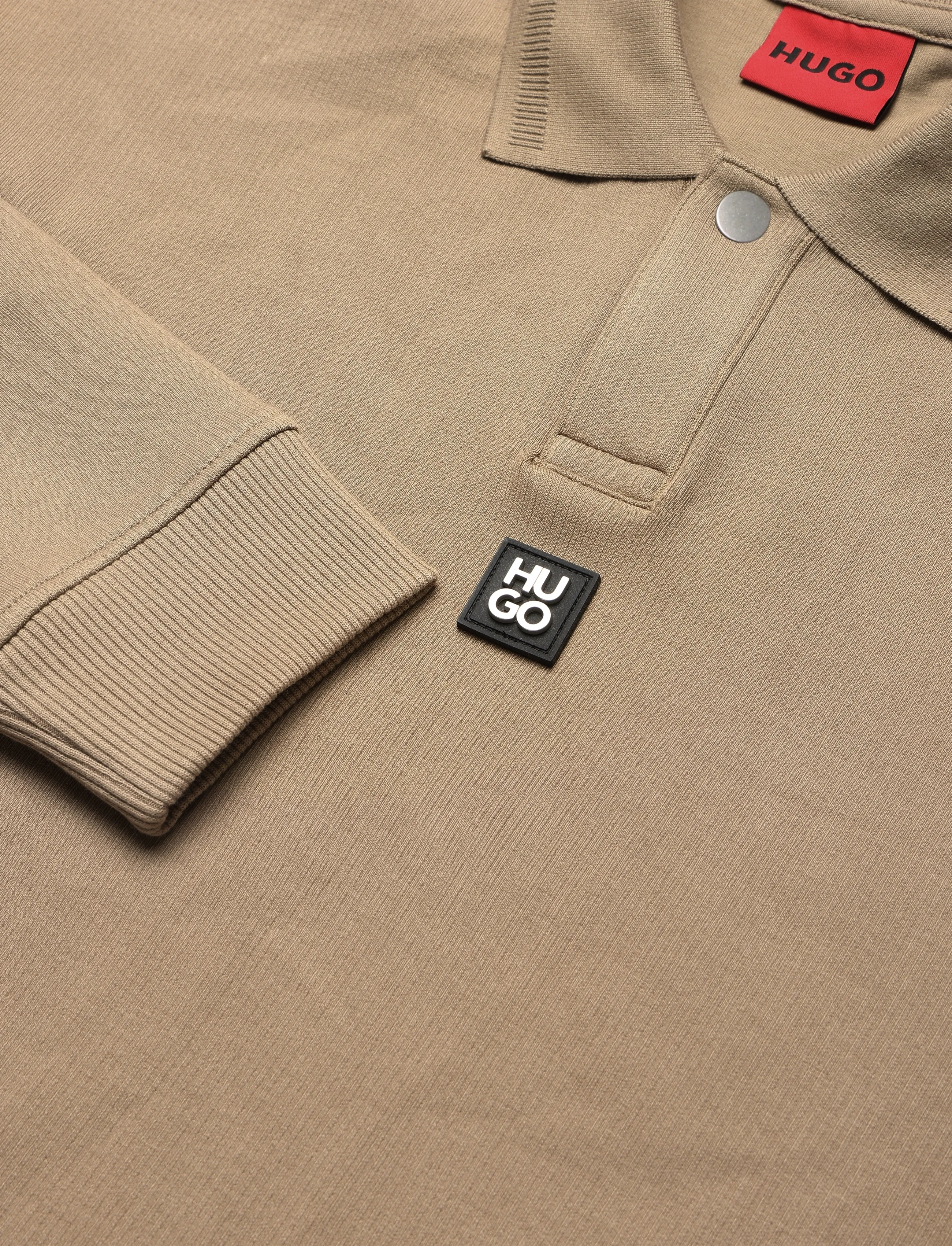 HUGO - Dabins - langärmelige strick-polohemden - beige overflow - 2