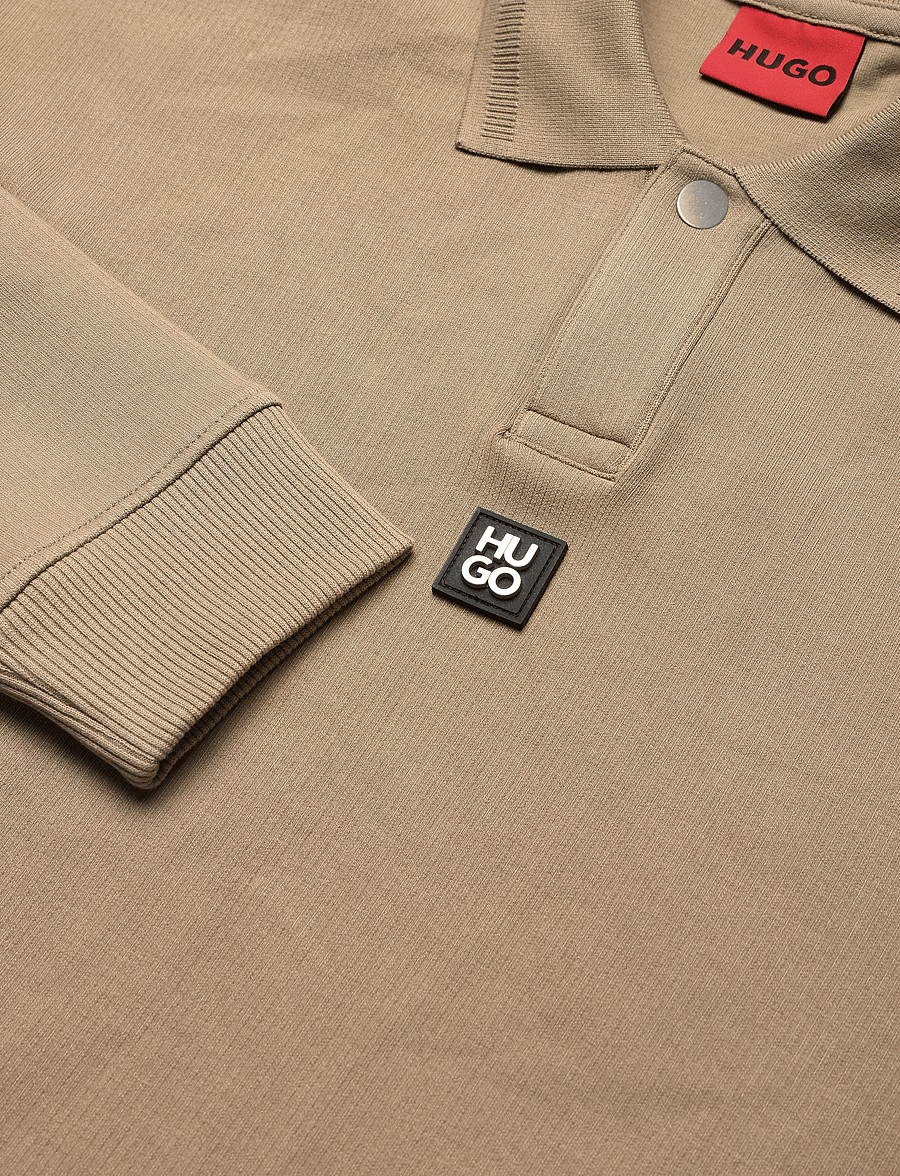 HUGO - Dabins - langärmelige strick-polohemden - beige overflow - 2