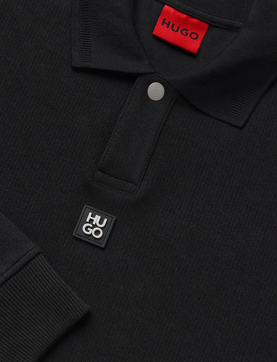 HUGO - Dabins - pikkade varrukatega kootud polod - black - 2