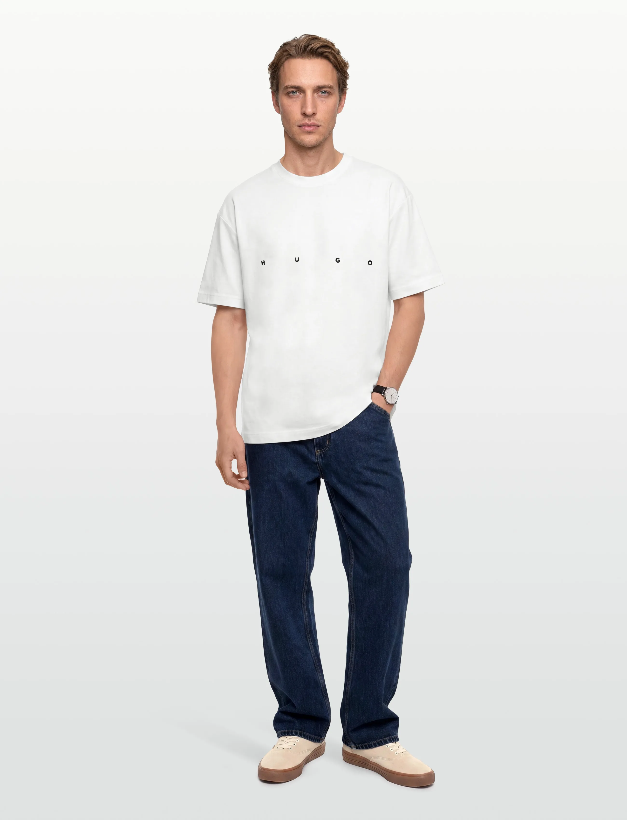 HUGO Dariso - T-shirts - NATURAL / white