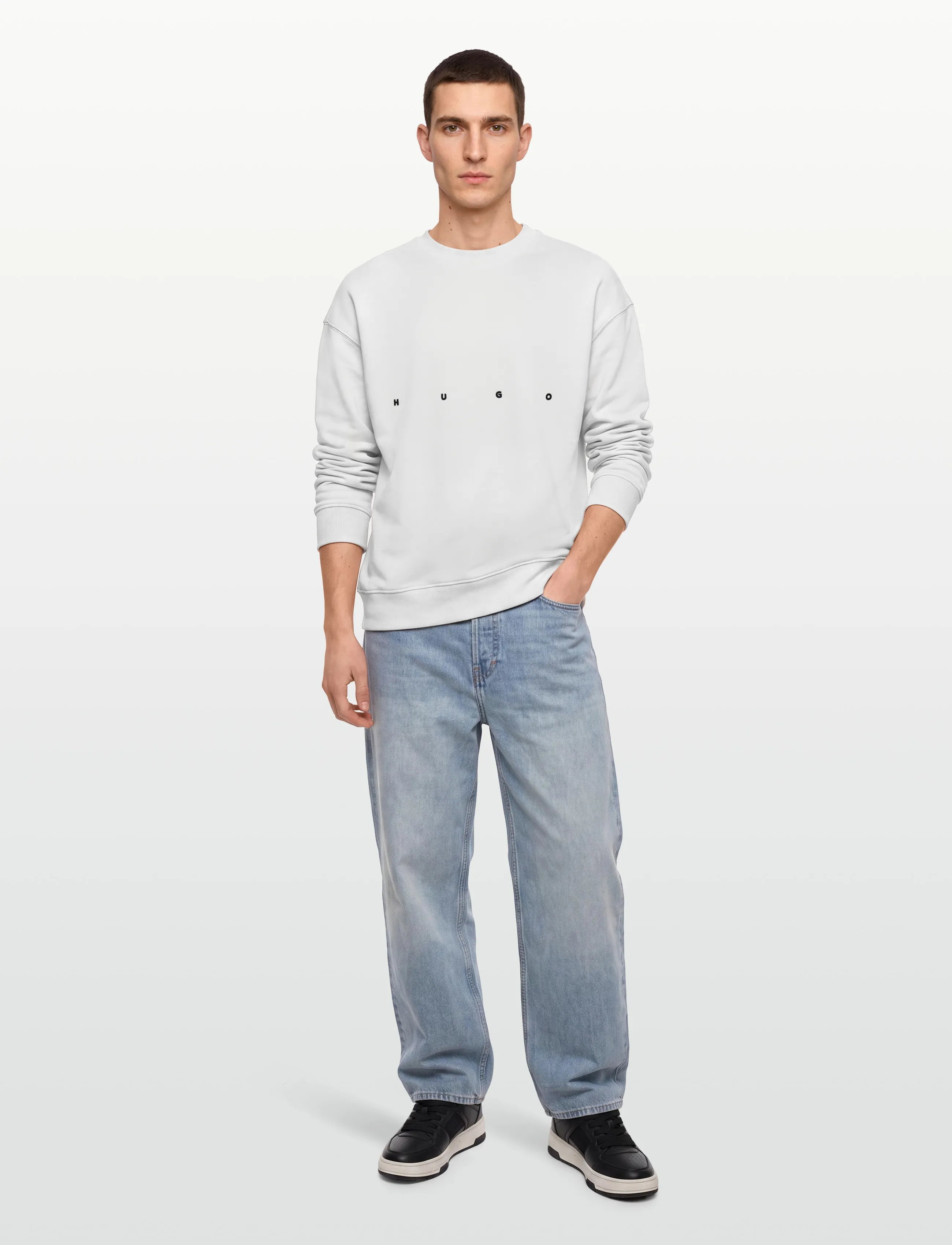 HUGO Darislong, L, Sweatshirts & Hoodies, Creme - Sweatshirts, Männerswear